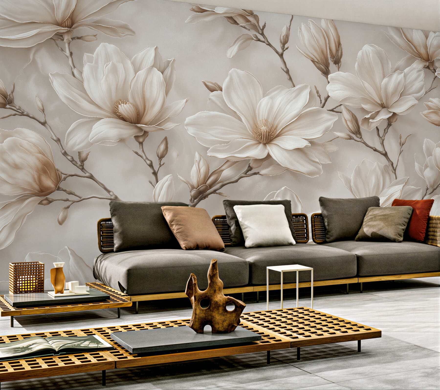Fototapeta kremowa magnolia w eleganckim stylu