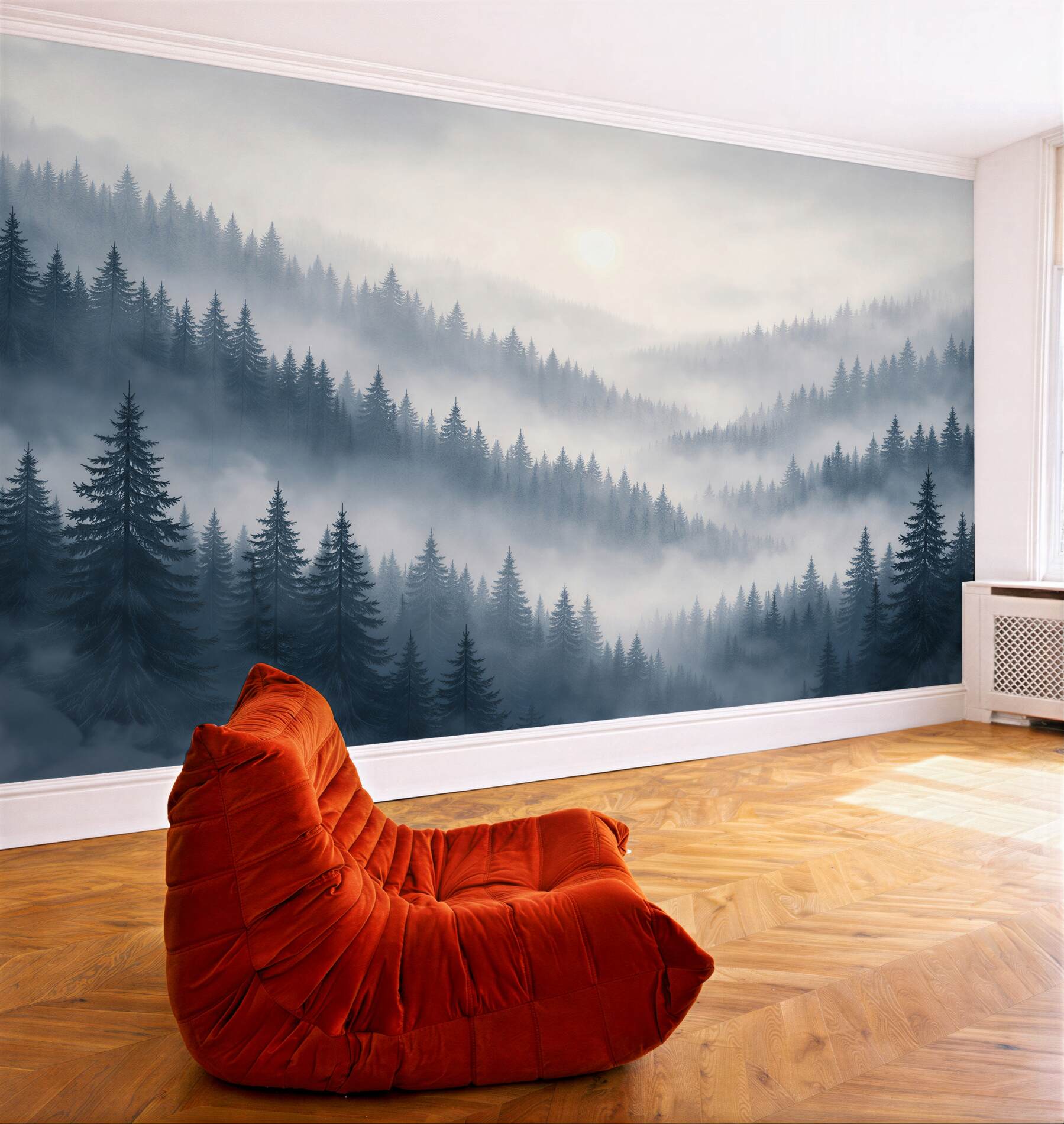 Fototapeta leśna mgła o poranku