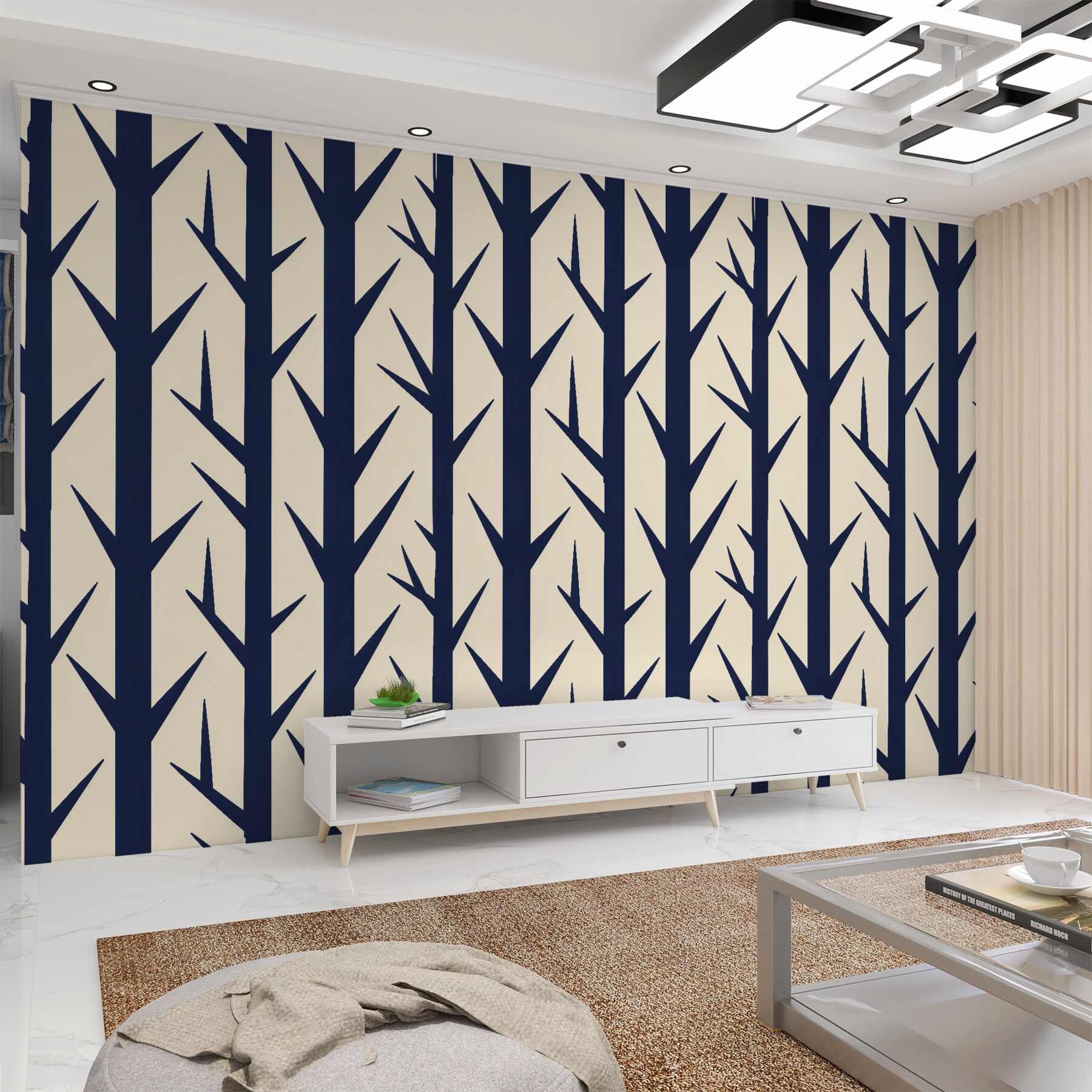 Fototapeta minimalistyczny rytm leśnych pni