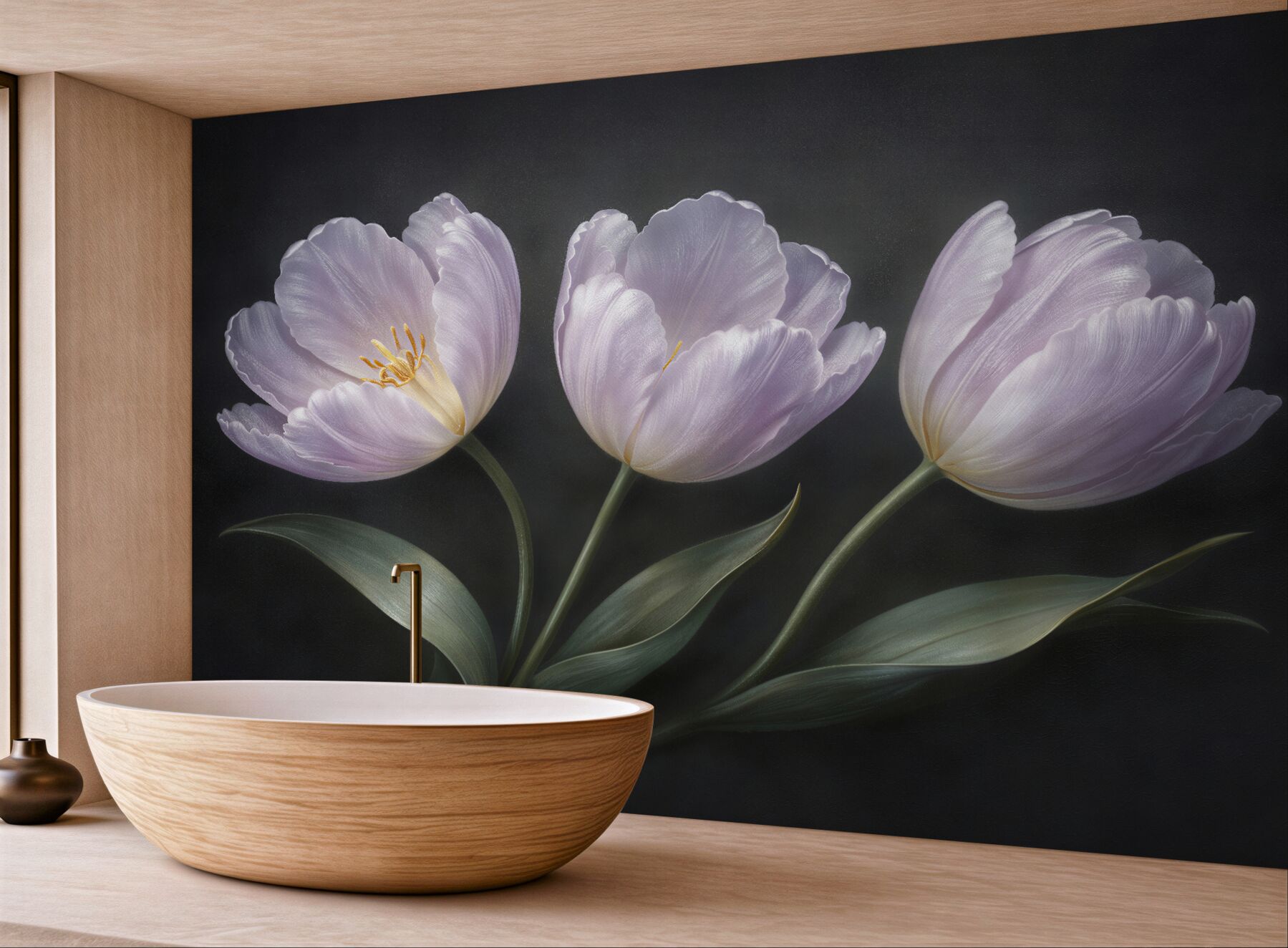 Fototapeta jasne tulipany na czerni