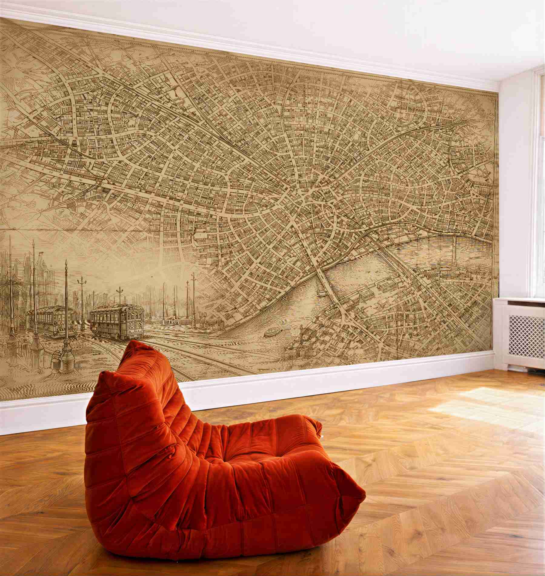 Fototapeta mapa miasta nad rzeką