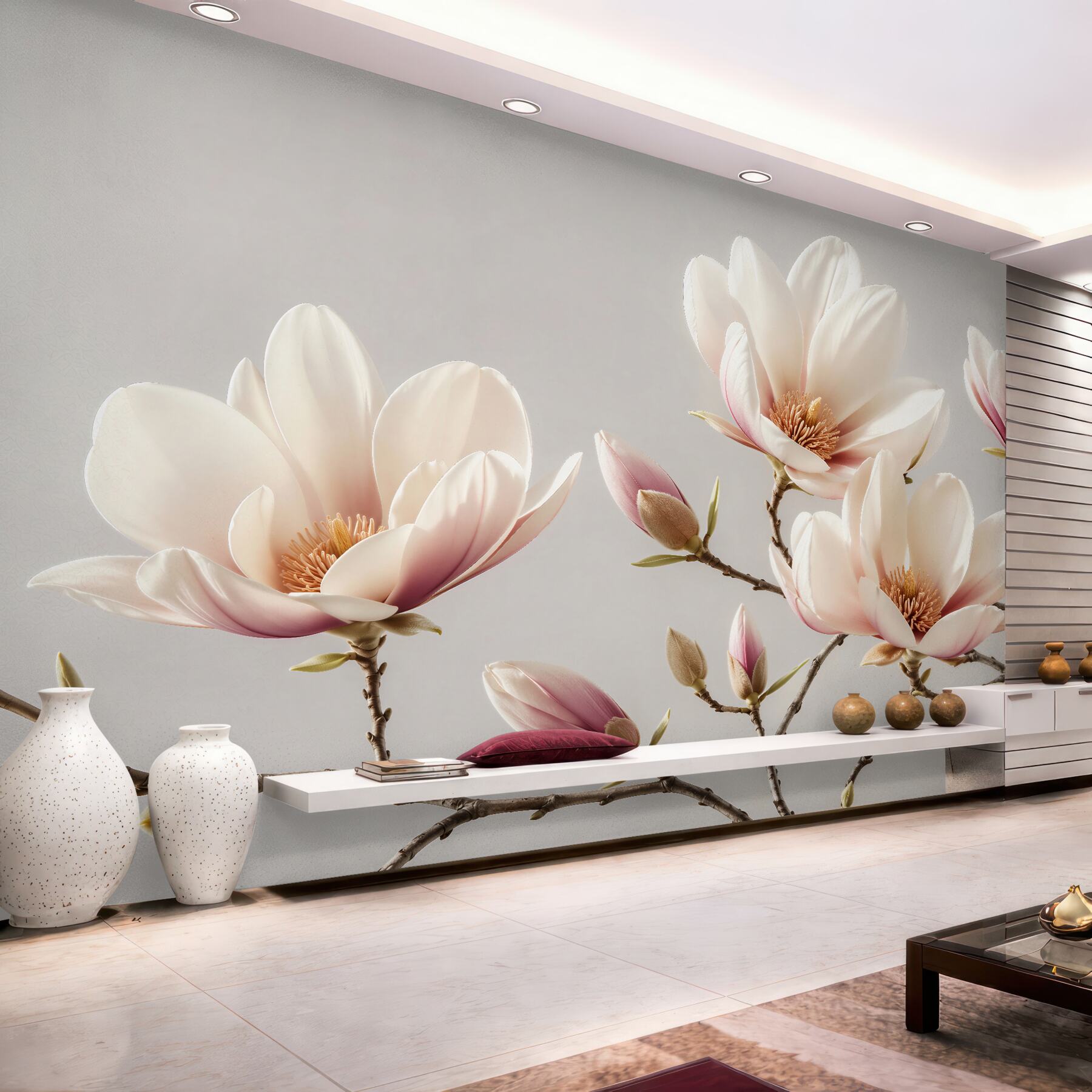 Fototapeta delikatna magnolia w blasku świtu