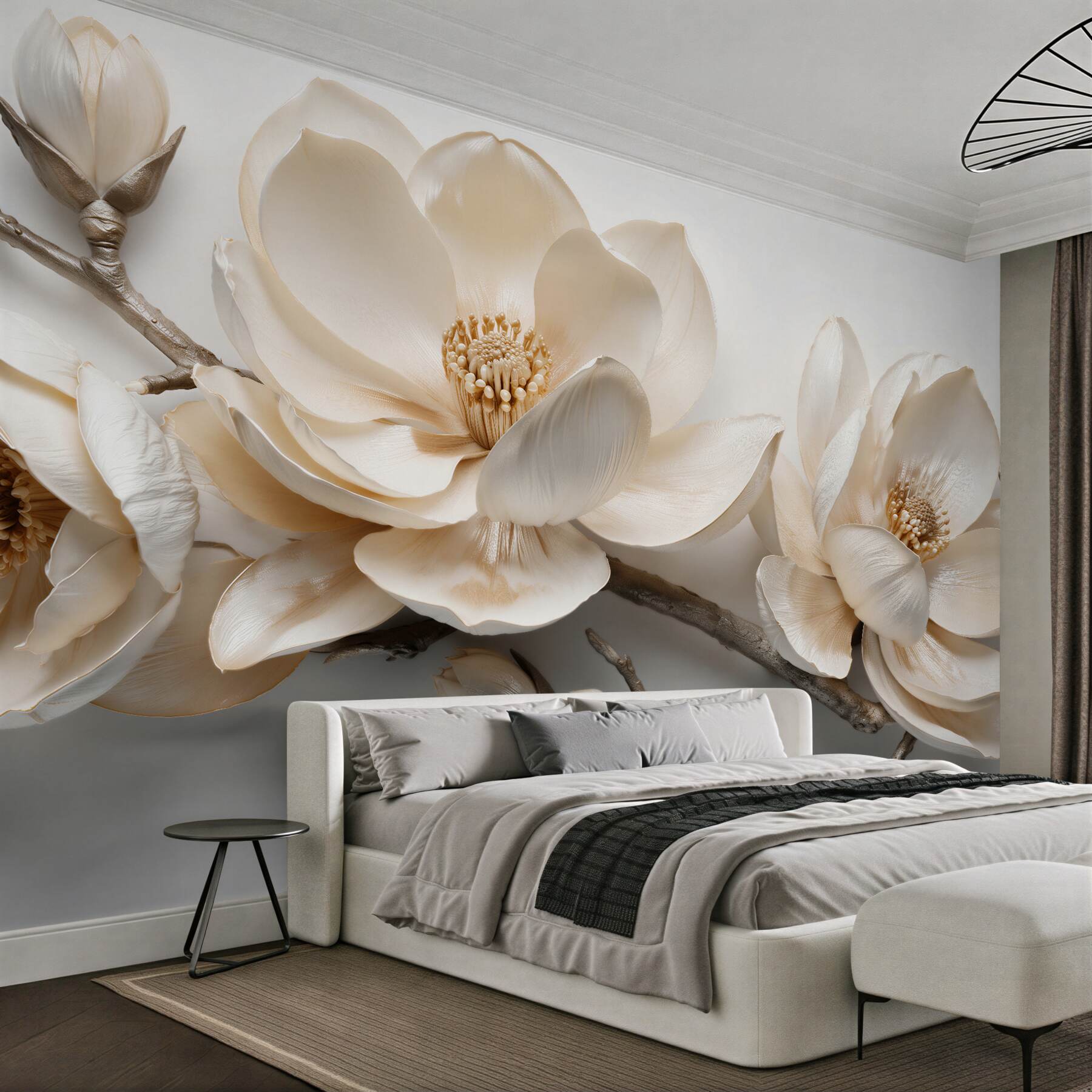 Fototapeta kremowe magnolie na gałęziach