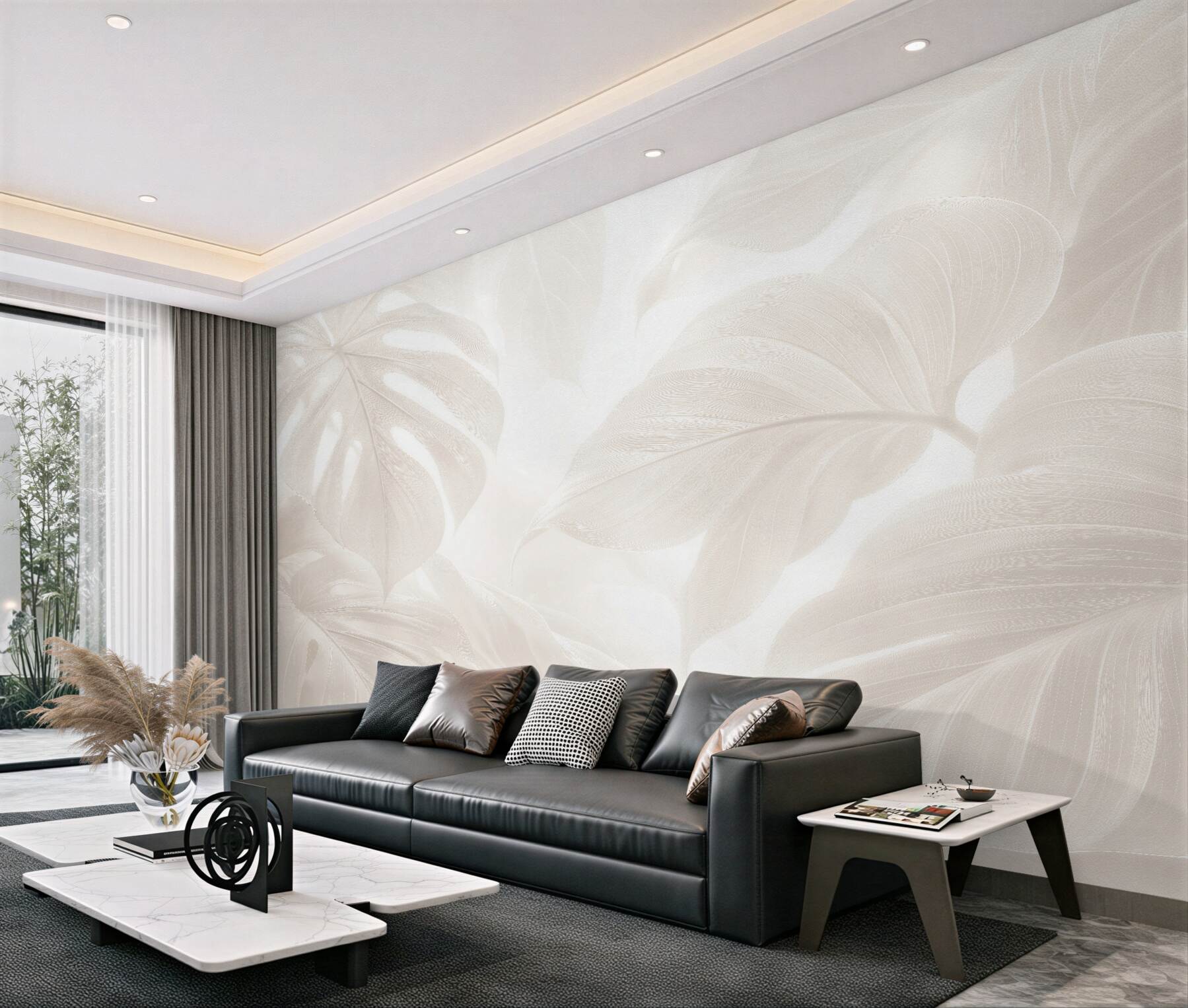 Fototapeta kremowe liście w luksusowym blasku
