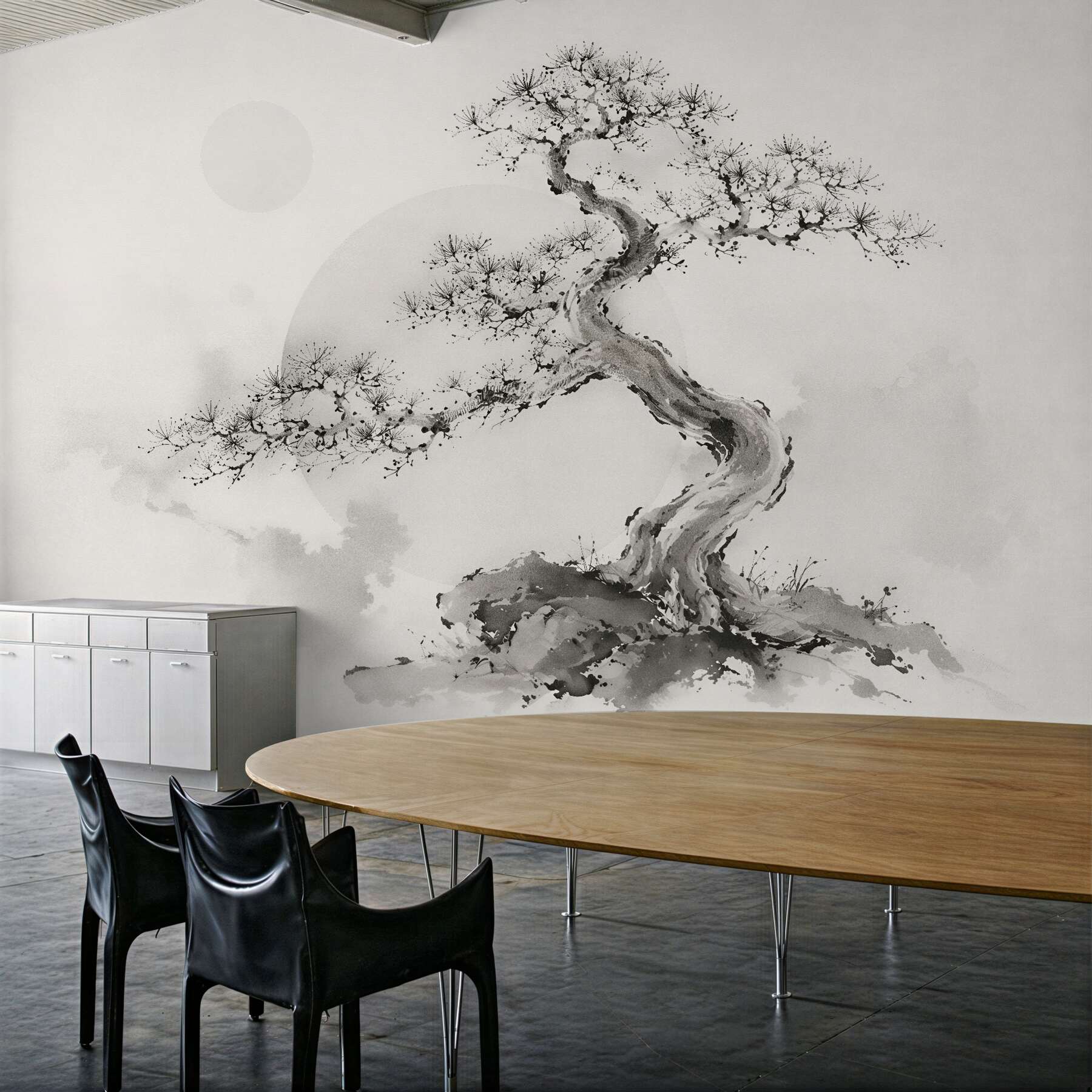 Fototapeta bonsai w szarej akwareli