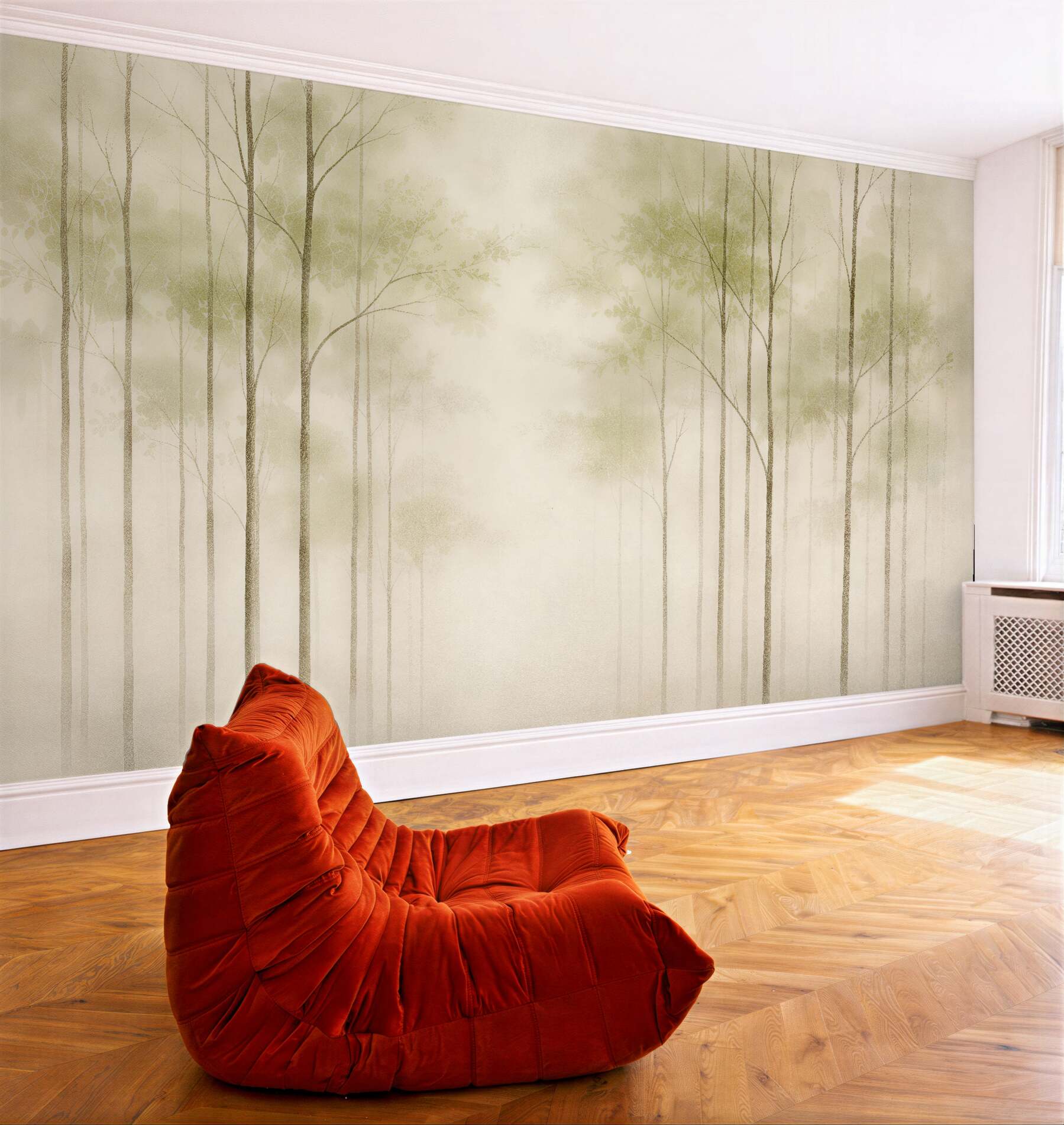 Fototapeta mglisty minimalistyczny las