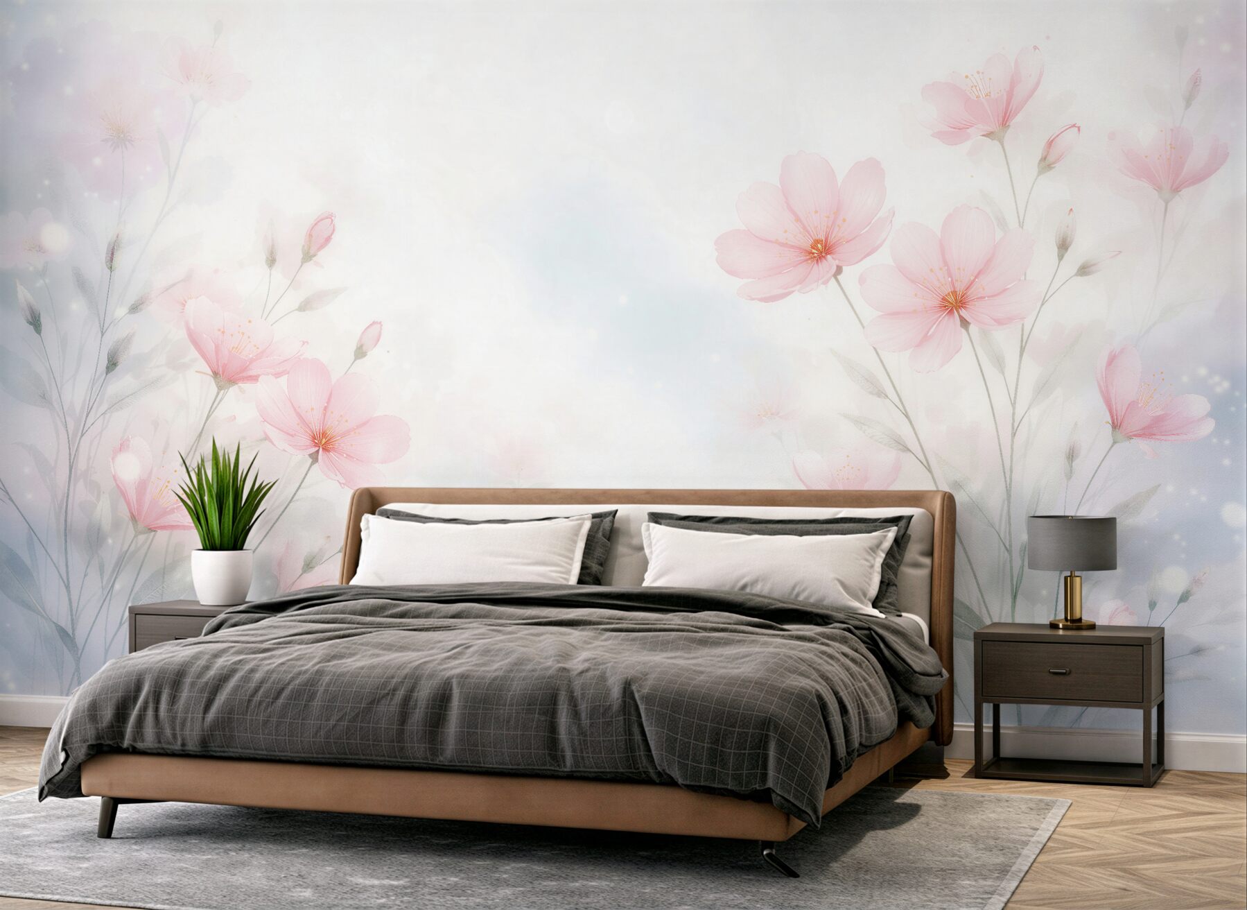 Fototapeta pastelowe kwiaty we mgle