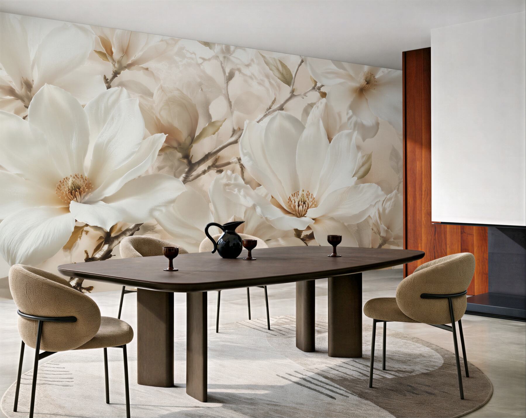 Fototapeta kremowe magnolie w eleganckim rozkwicie