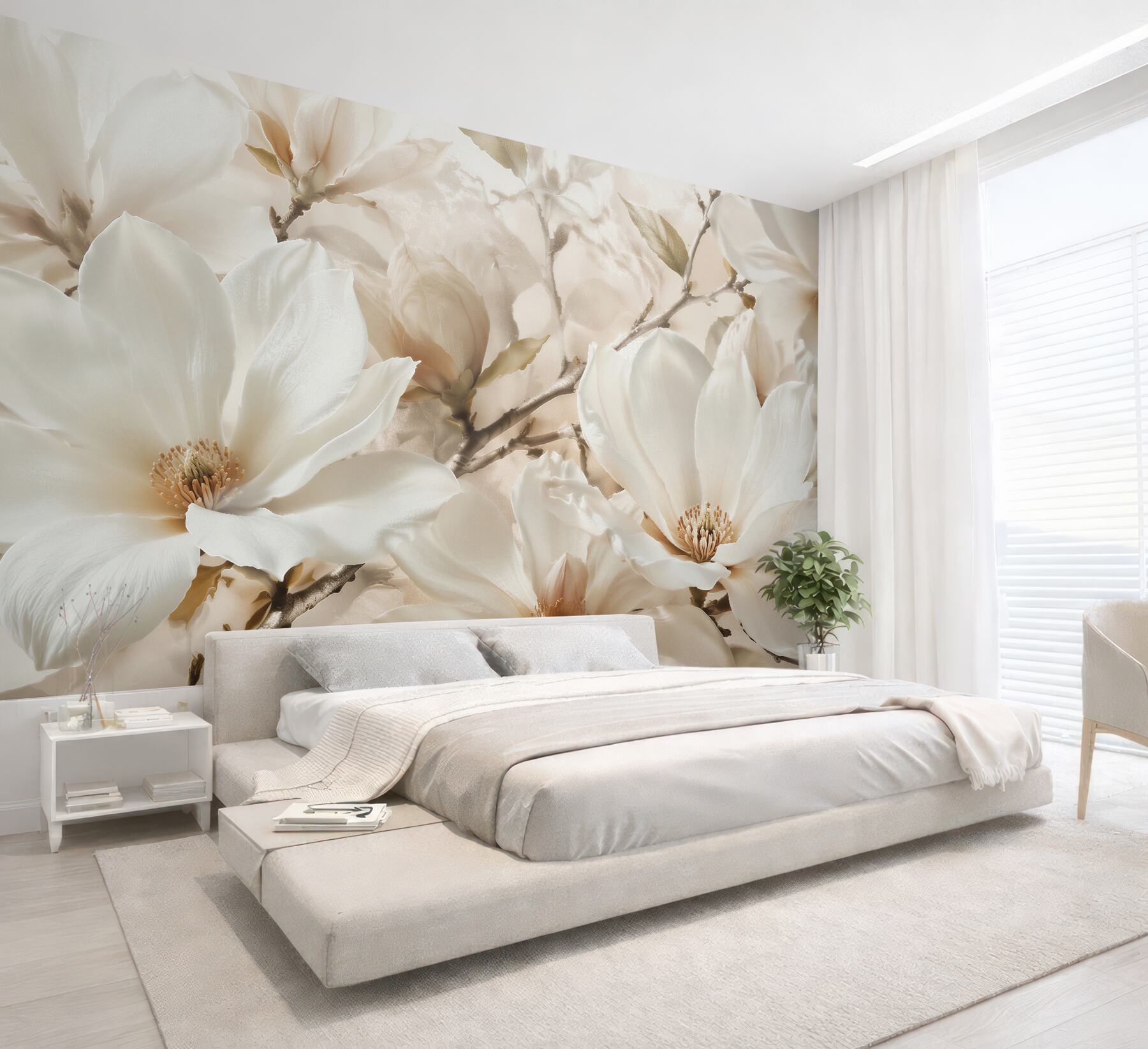Fototapeta kremowe magnolie w eleganckim rozkwicie
