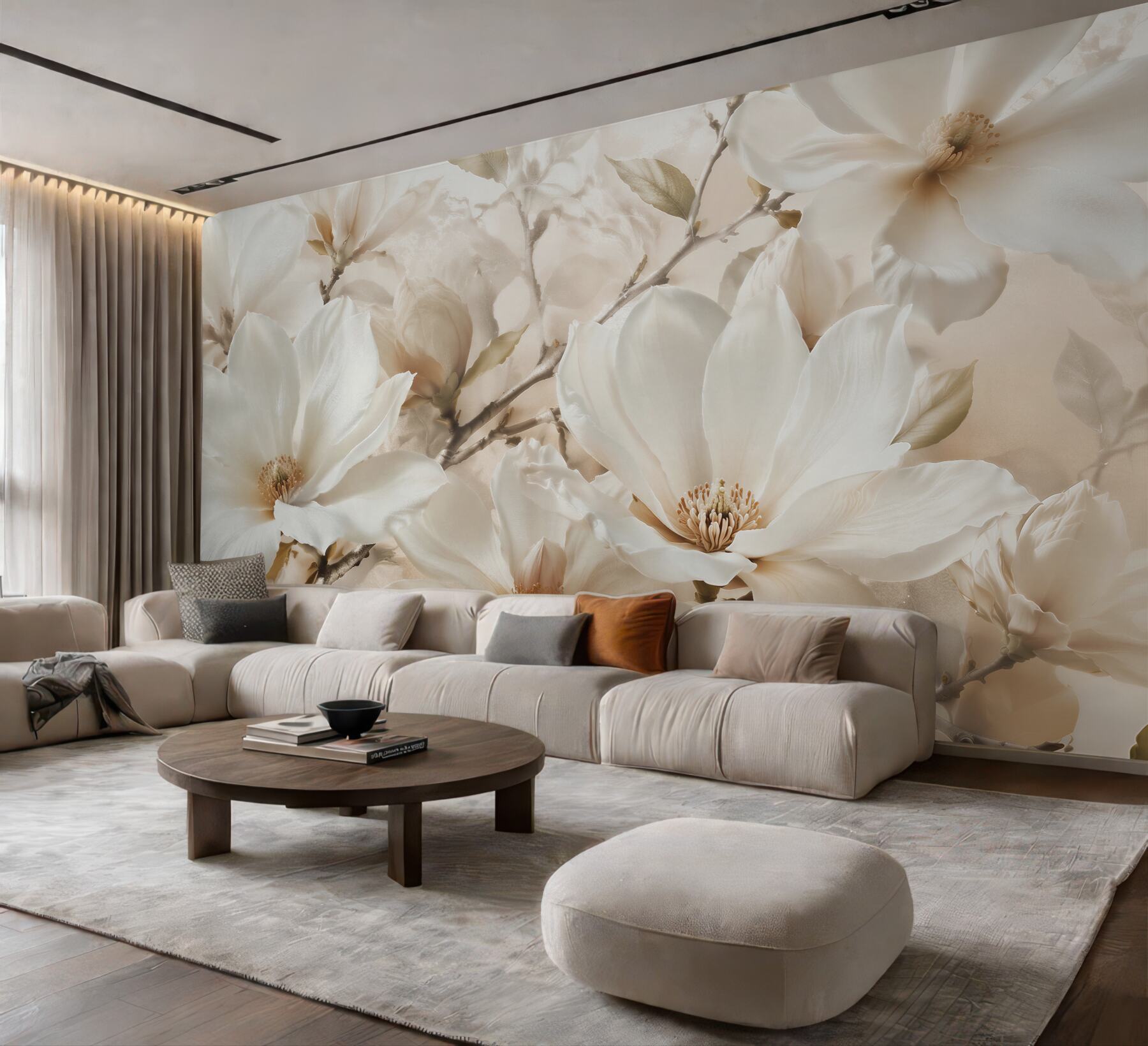 Fototapeta kremowe magnolie w eleganckim rozkwicie