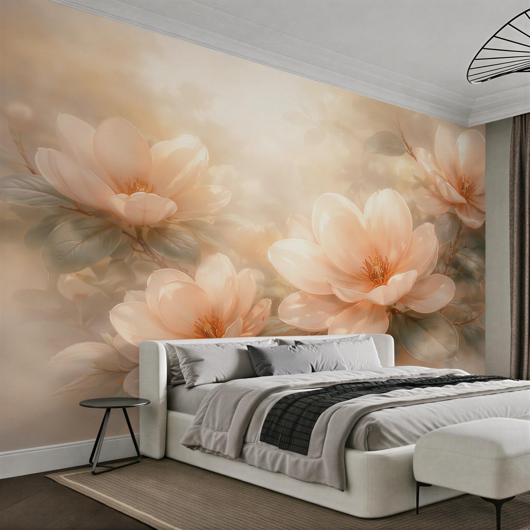 Fototapeta kremowe magnolie w złotym blasku