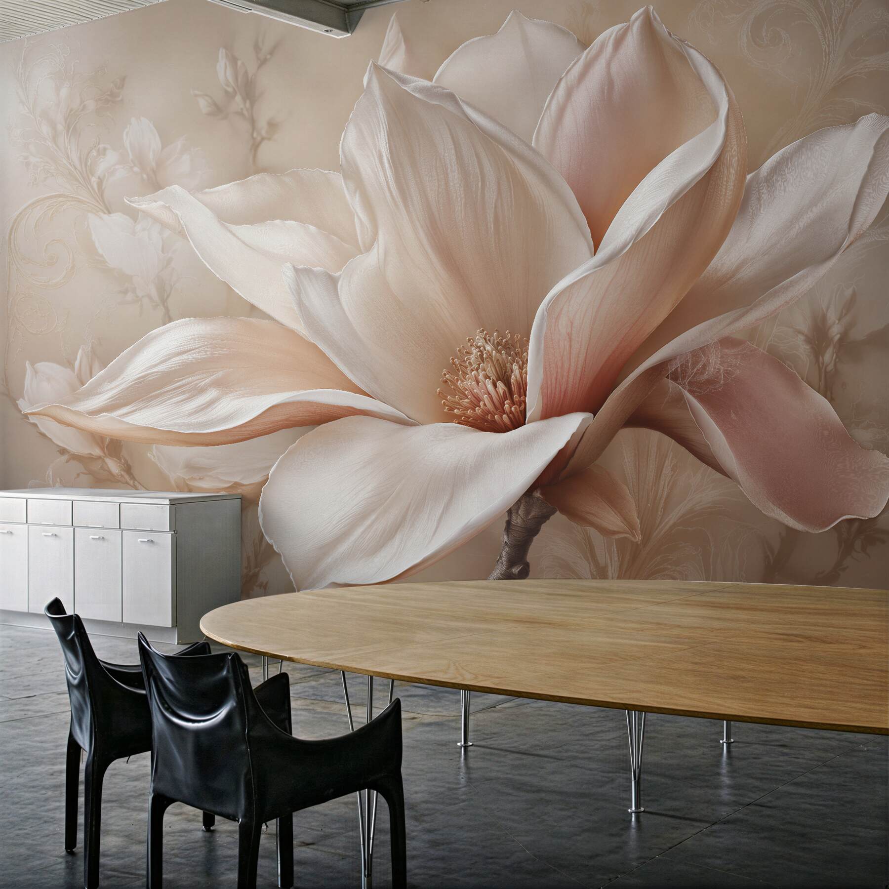 Fototapeta pudrowa magnolia w eleganckim detalu