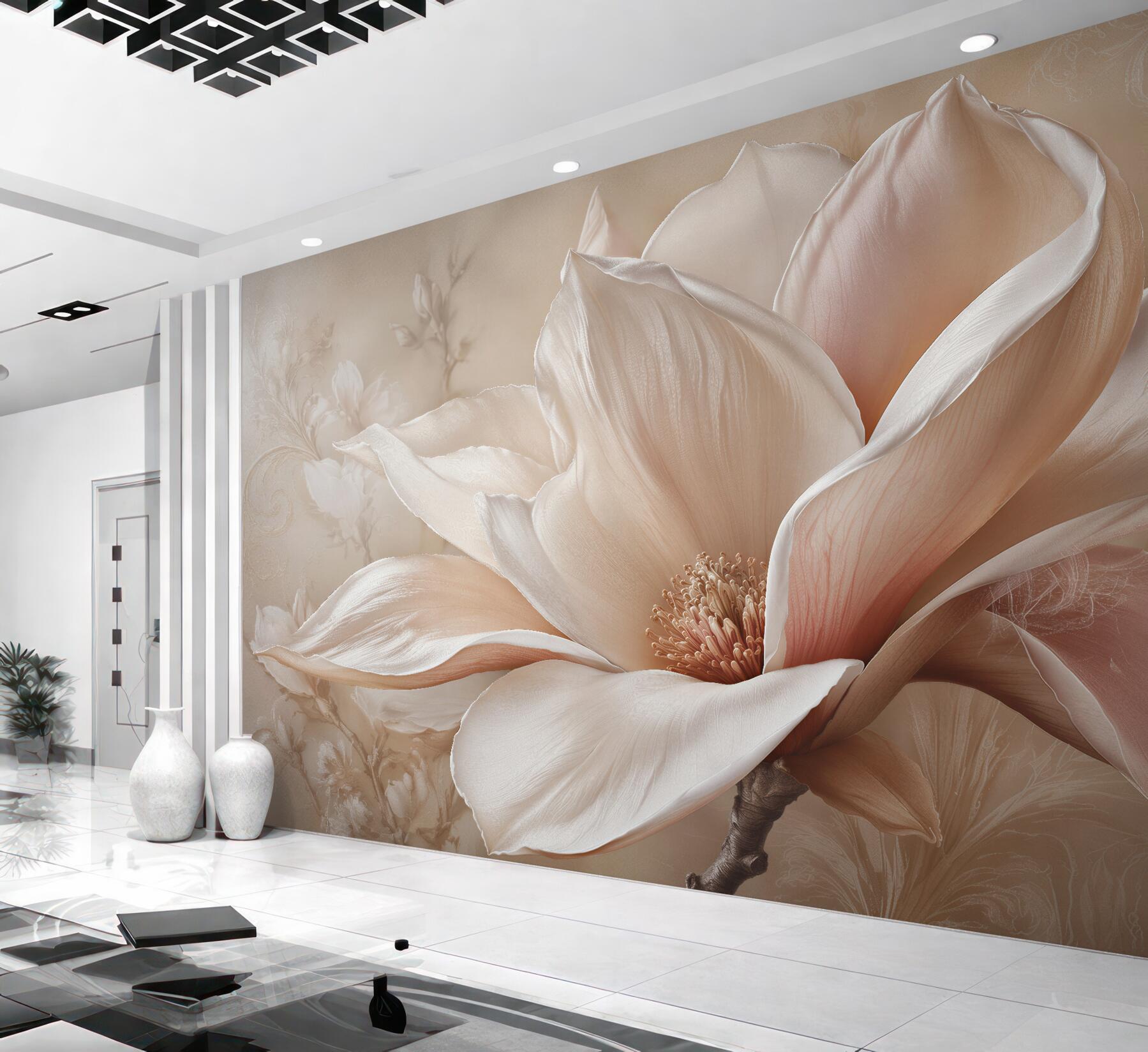 Fototapeta pudrowa magnolia w eleganckim detalu