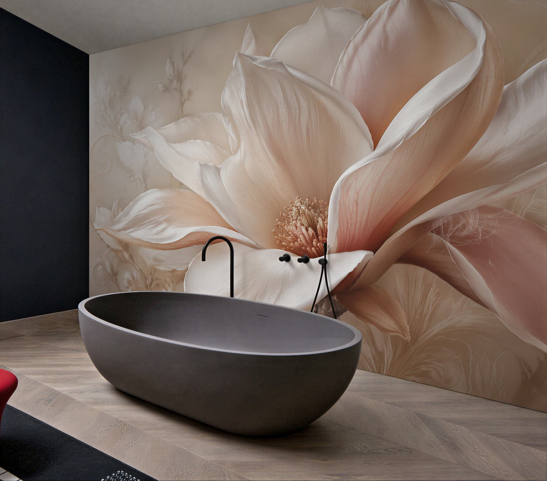 Fototapeta pudrowa magnolia w eleganckim detalu