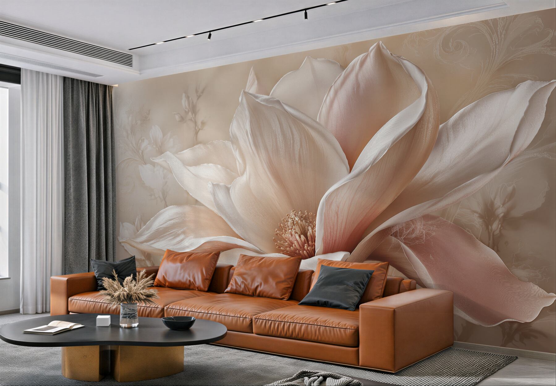 Fototapeta pudrowa magnolia w eleganckim detalu