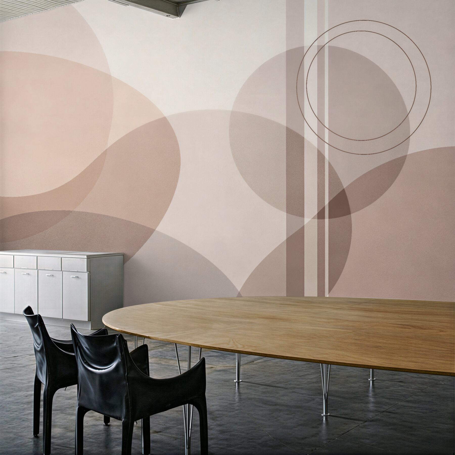 Fototapeta pudrowe koła w minimalnym stylu
