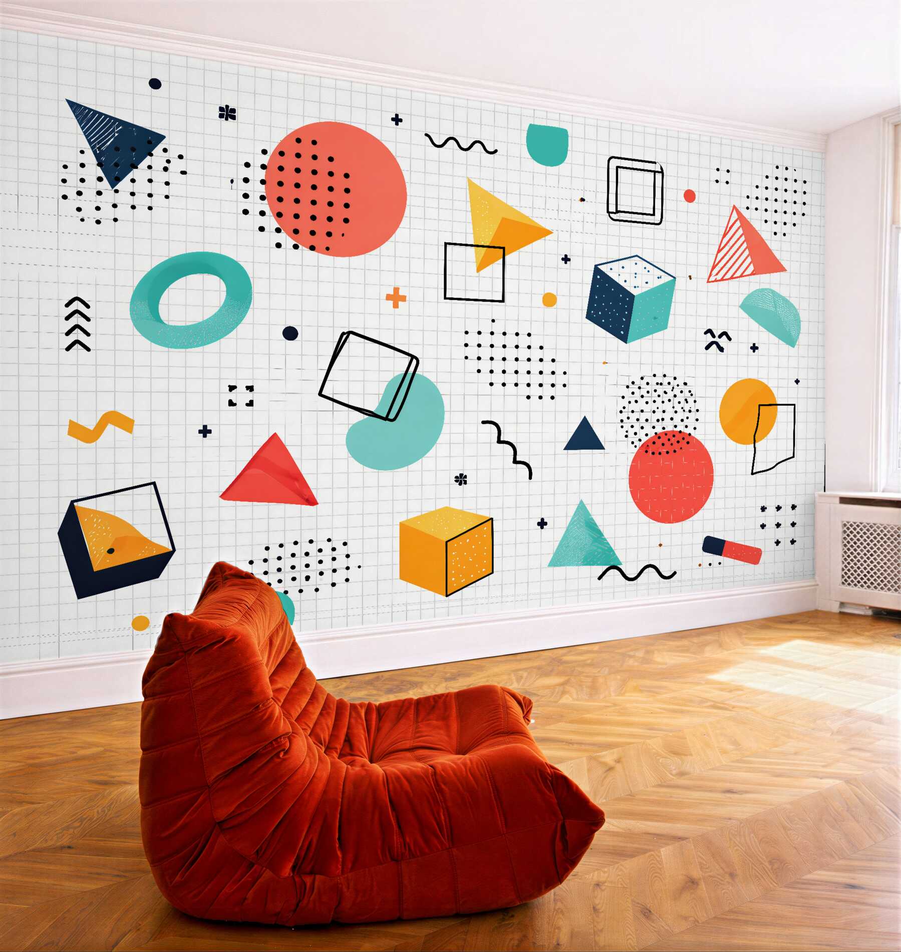 Fototapeta kolorowe figury w stylu memphis