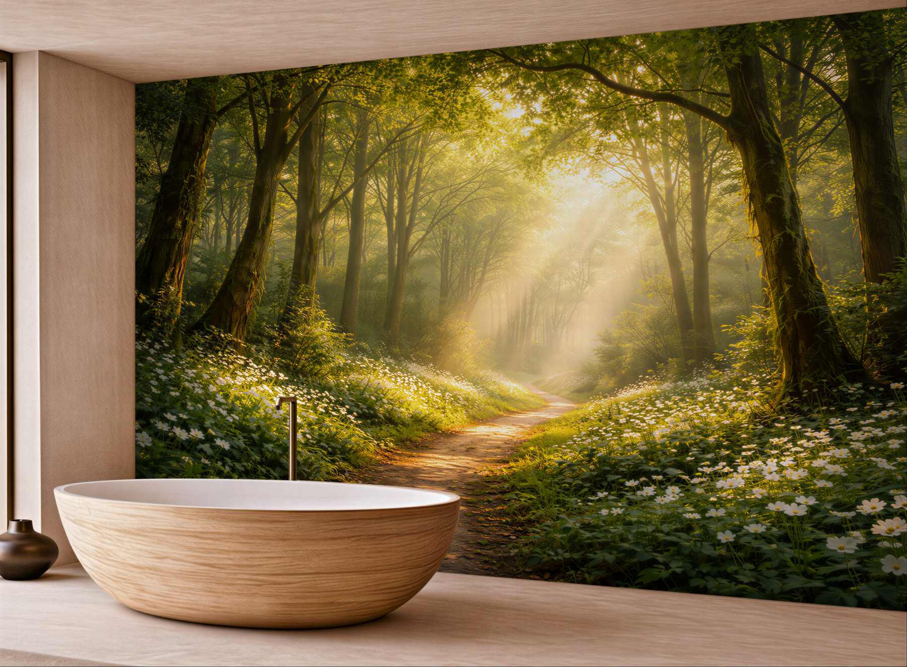 Fototapeta leśna ścieżka w promieniach słońca