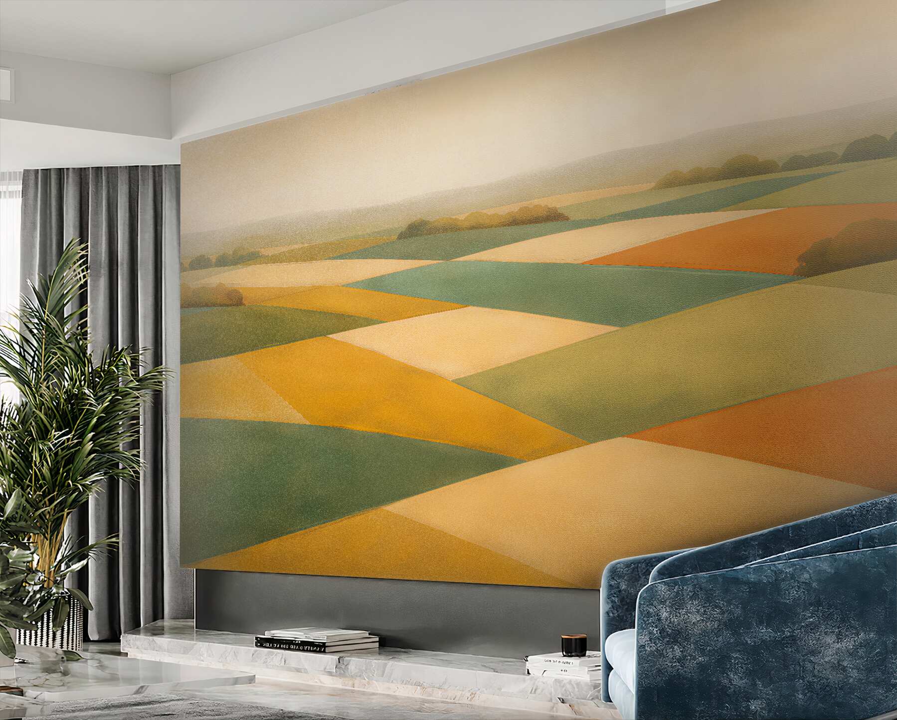 Fototapeta geometryczne pola w złotym świetle
