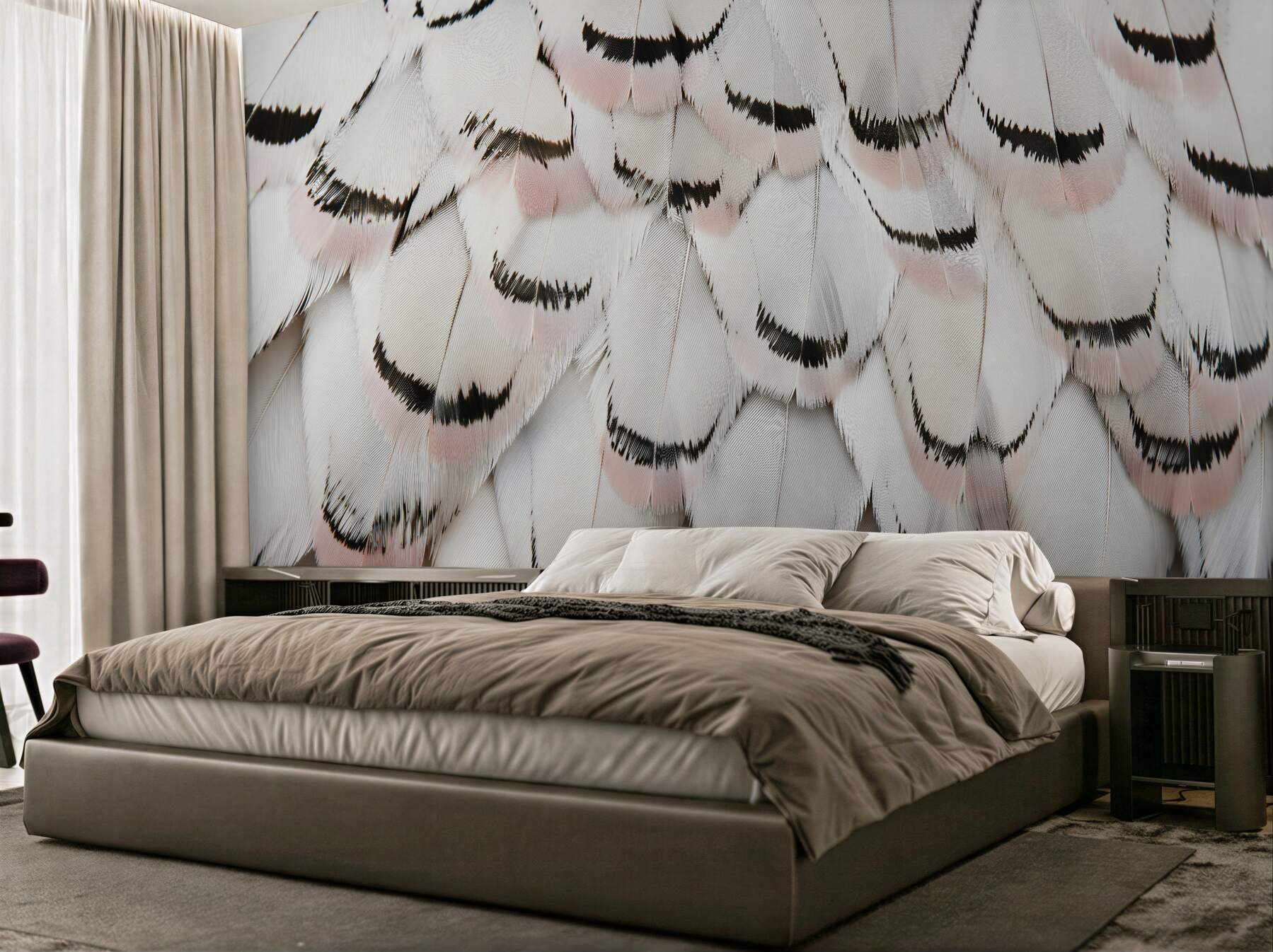 Fototapeta pudrowe pióra w eleganckim rytmie