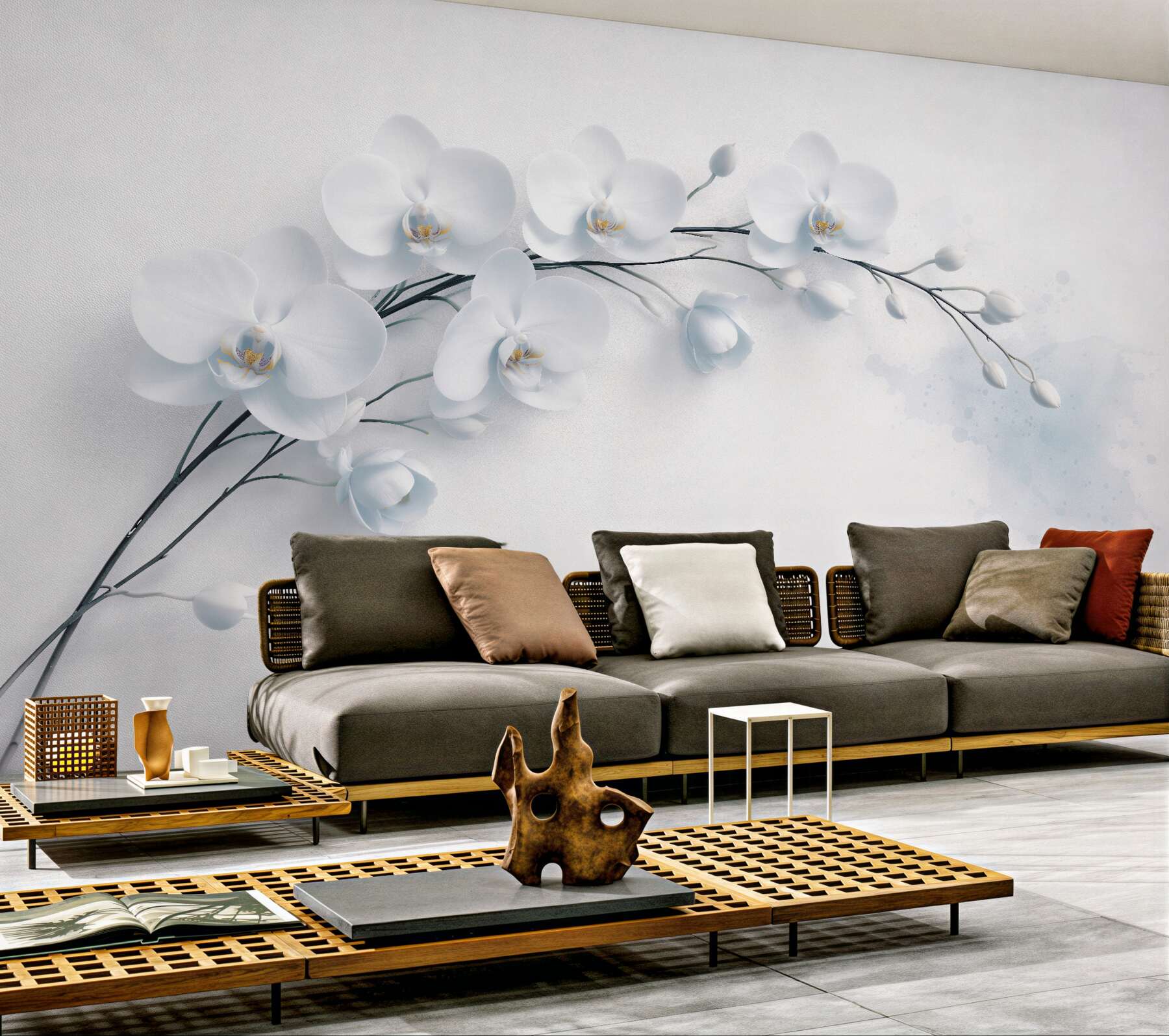 Fototapeta biała orchidea w subtelnej kompozycji