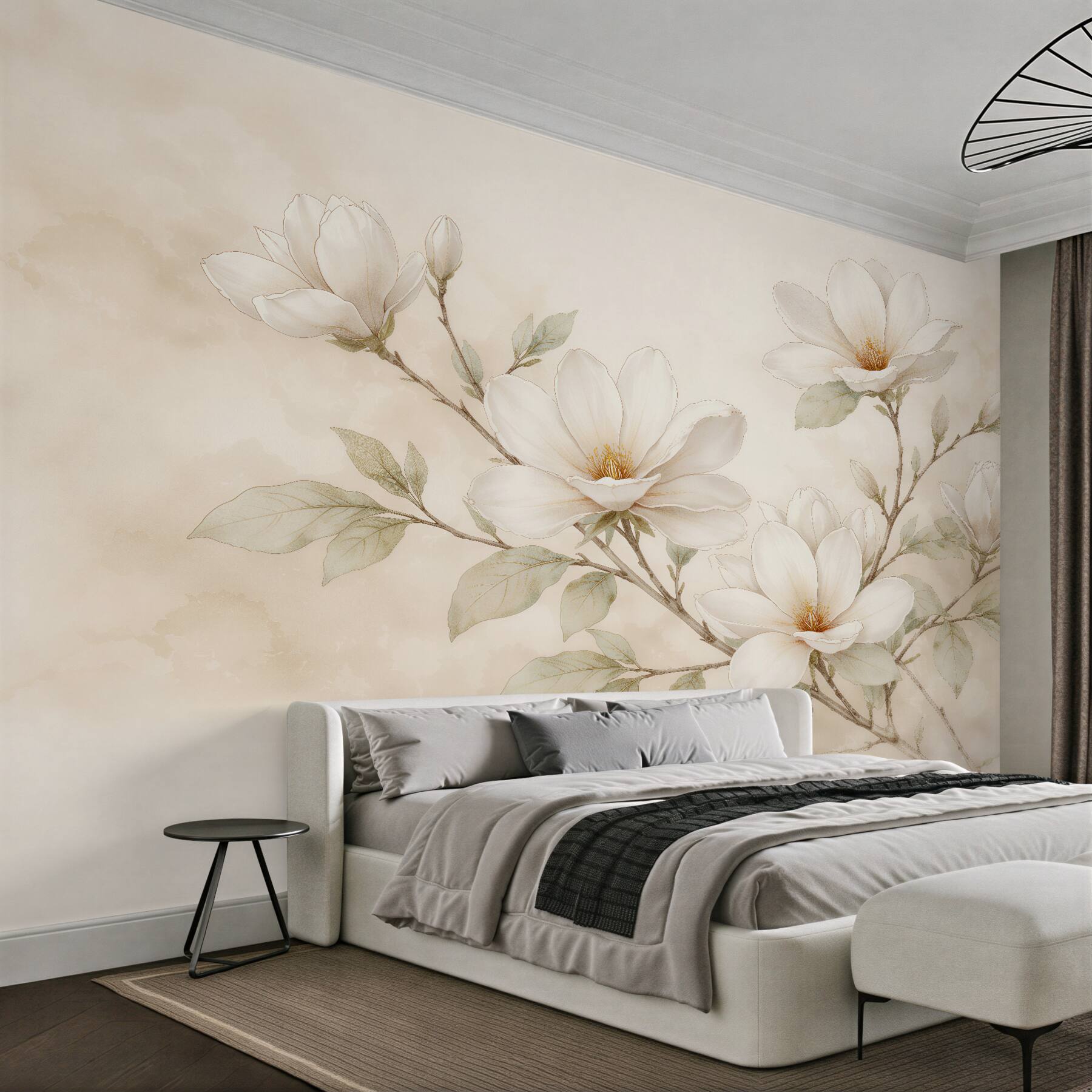 Fototapeta kremowa magnolia w delikatnym rozkwicie