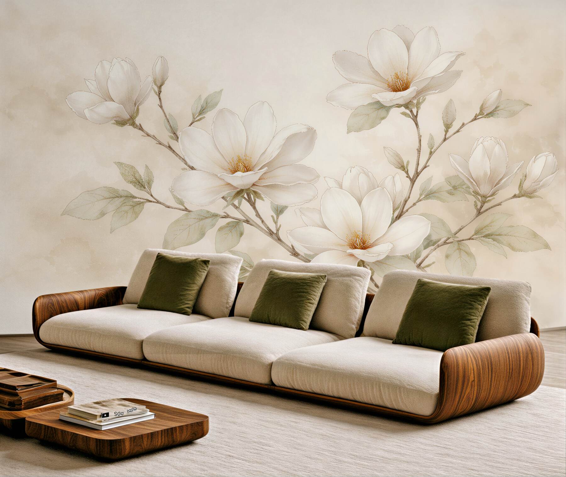 Fototapeta kremowa magnolia w delikatnym rozkwicie