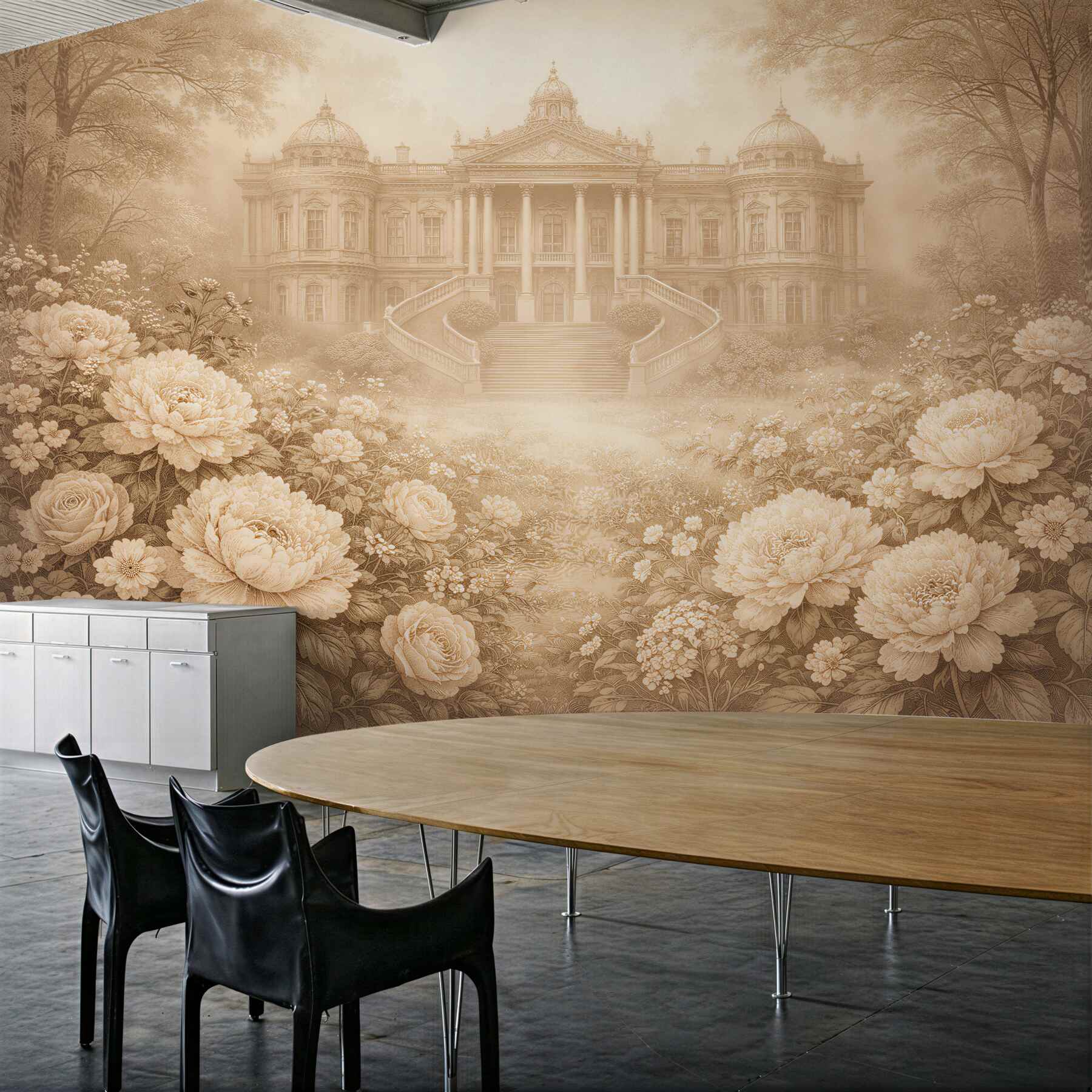 Fototapeta pałac w kwiatowej mgiełce