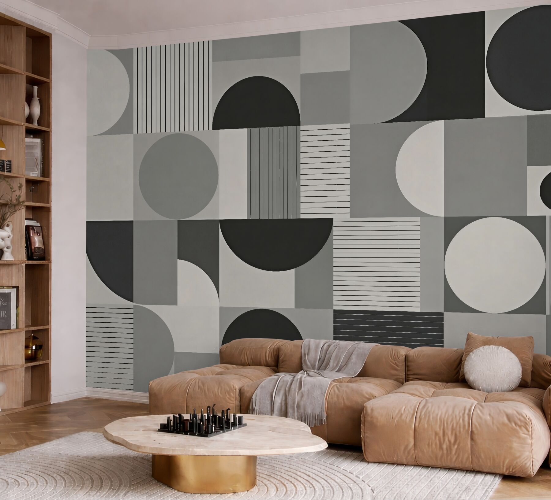 Fototapeta geometryczne koła w odcieniach szarości