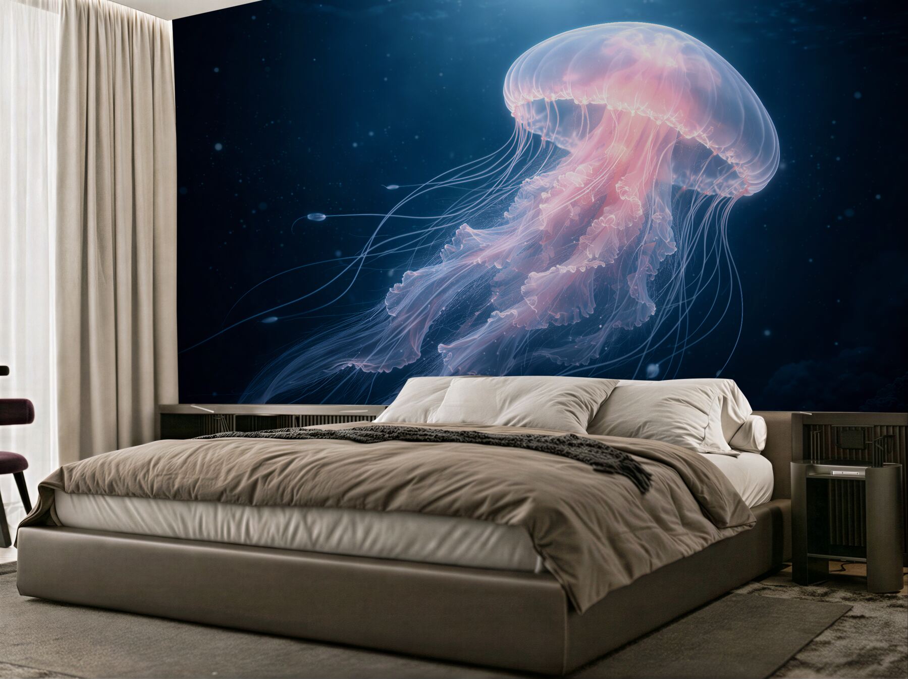 Fototapeta Świetlista meduza w głębinach