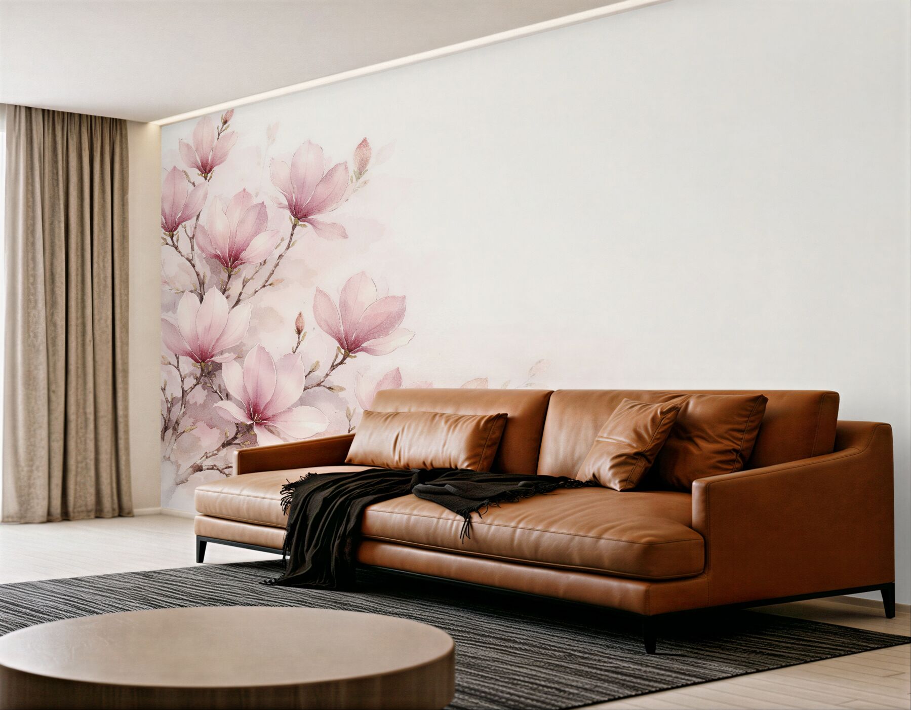 Fototapeta pudrowa magnolia akwarelowa