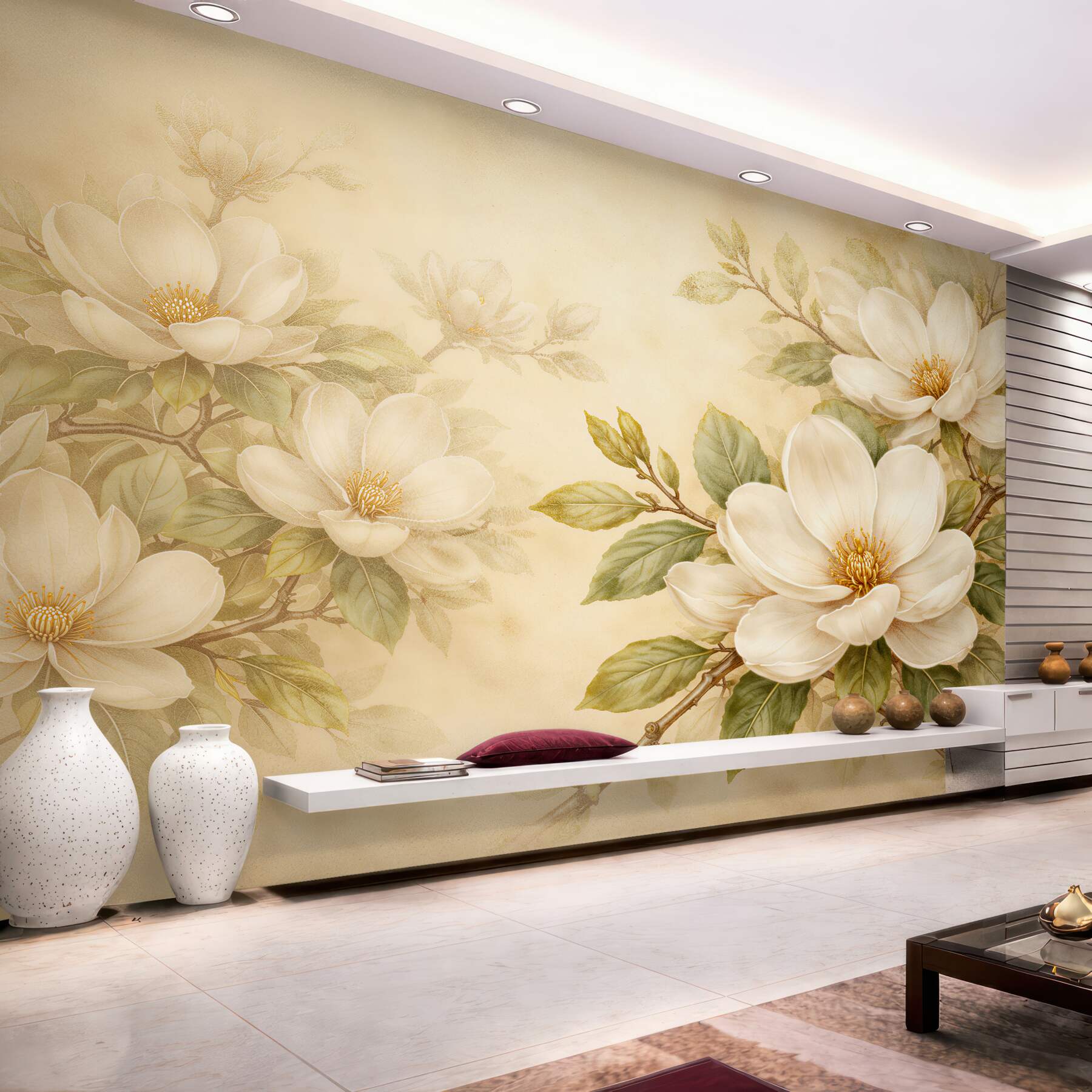 Fototapeta kremowe magnolie w eleganckim rozkwicie