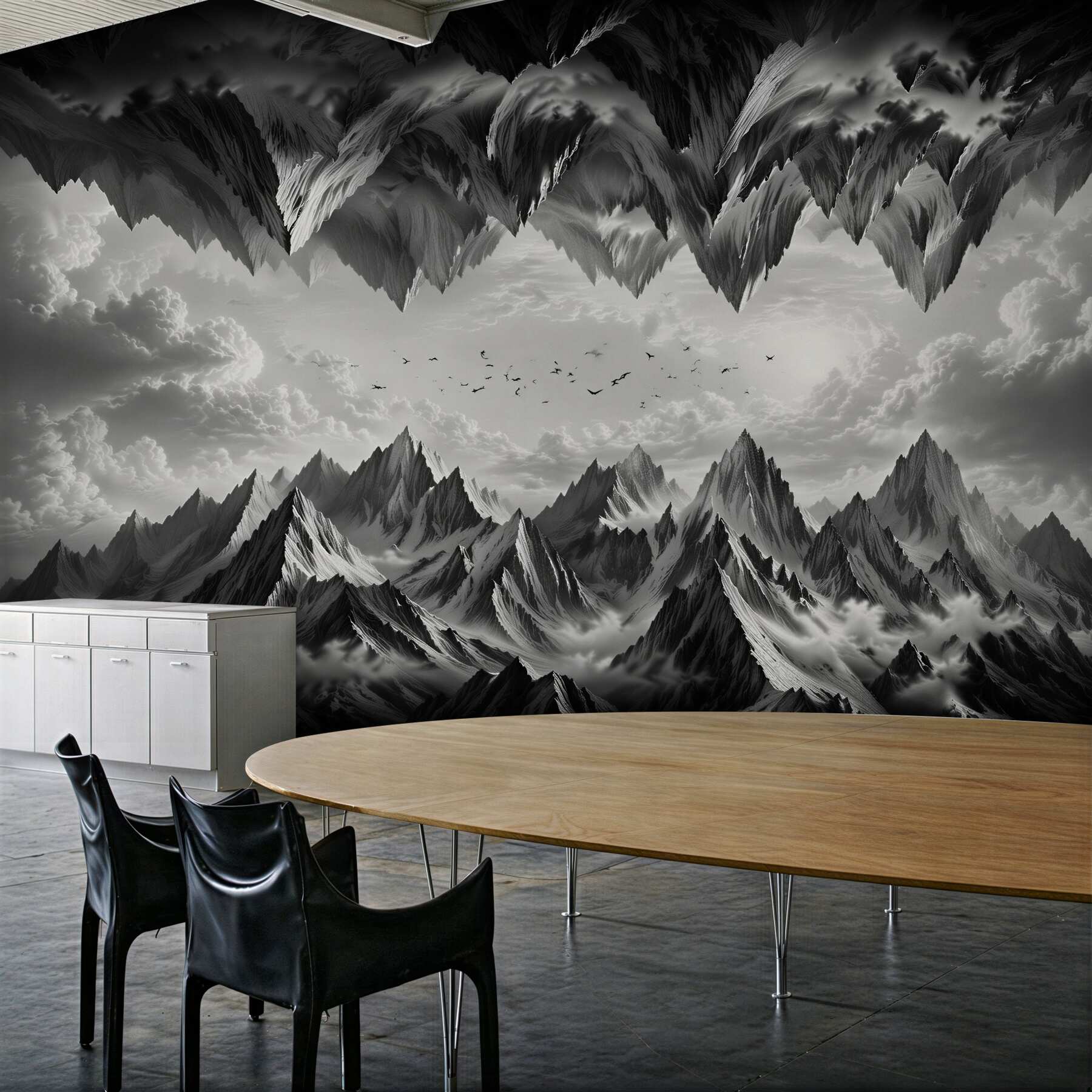 Fototapeta mroczne fantazyjne góry w czerni