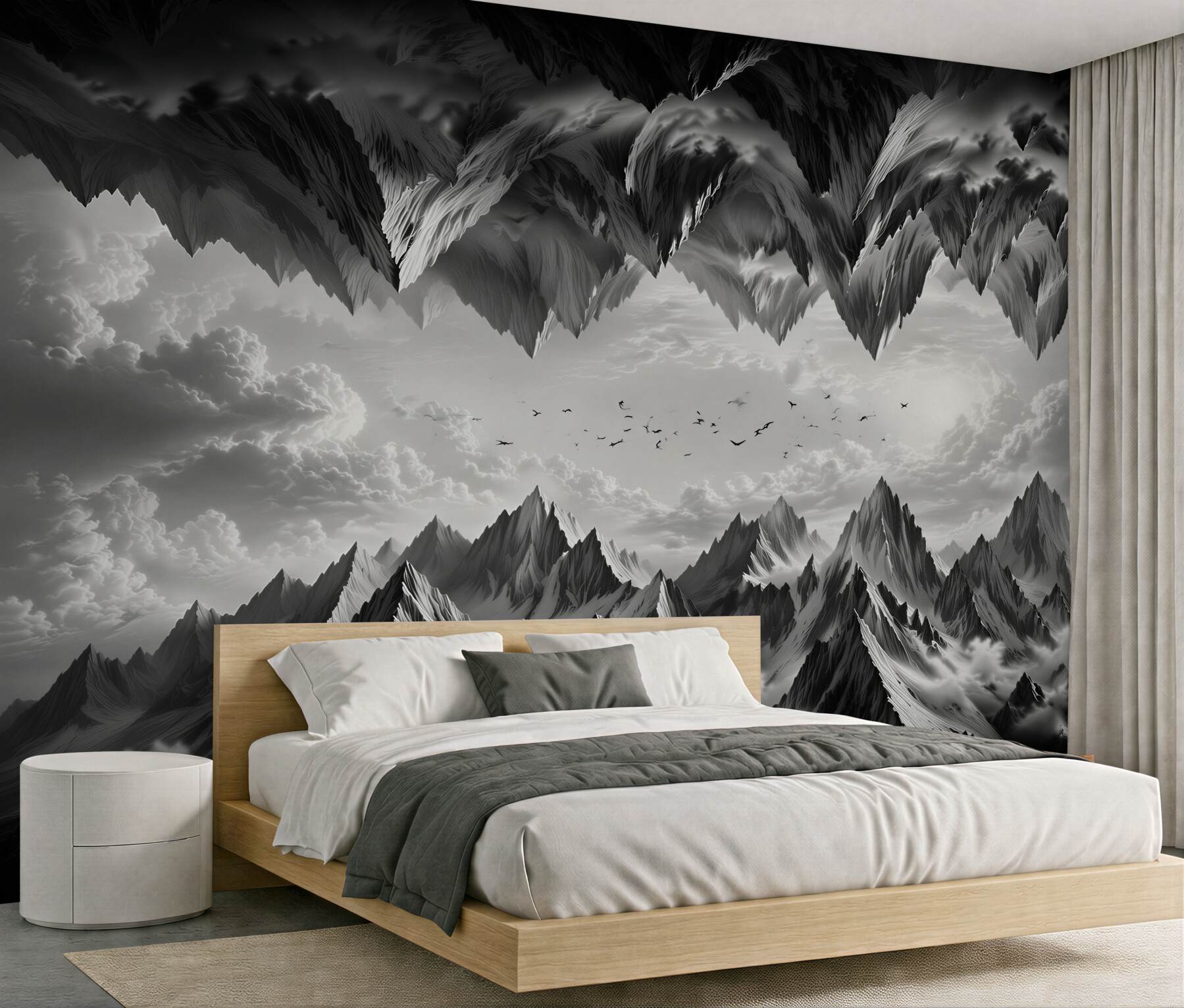 Fototapeta mroczne fantazyjne góry w czerni