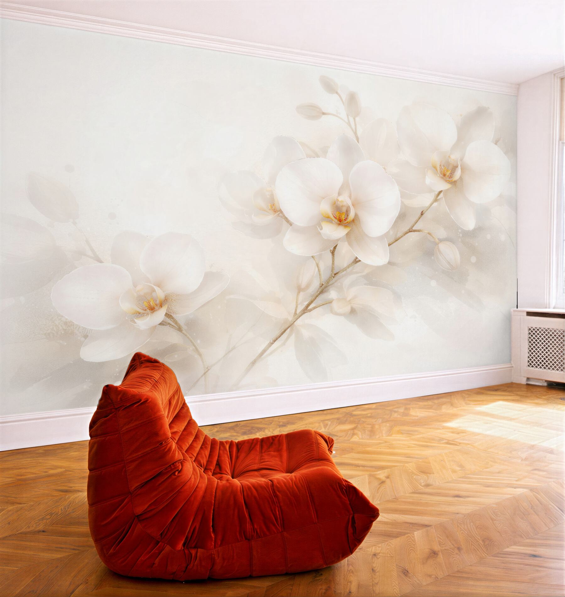 Fototapeta kremowe orchidee w blasku