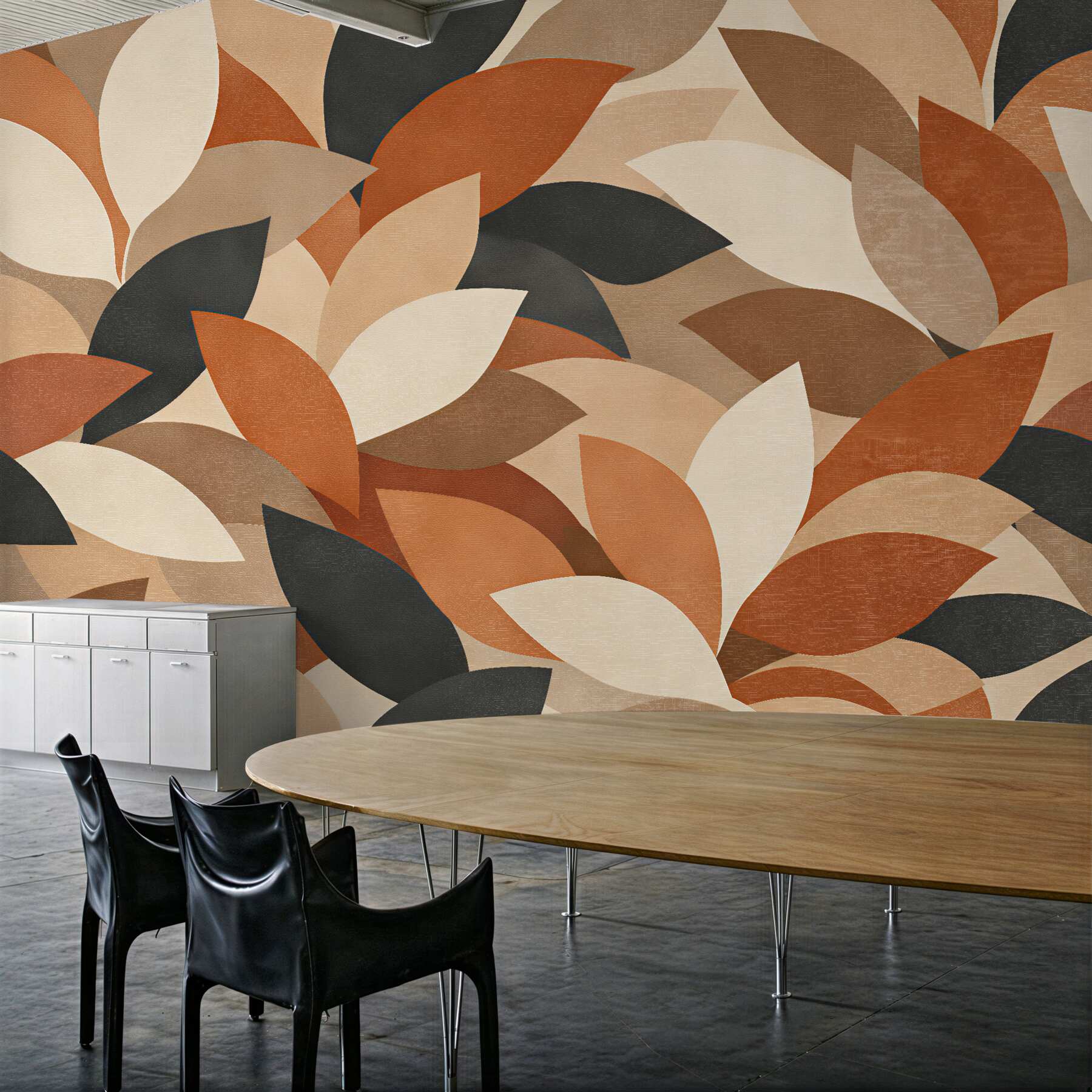 Fototapeta geometryczne liście w ciepłych barwach