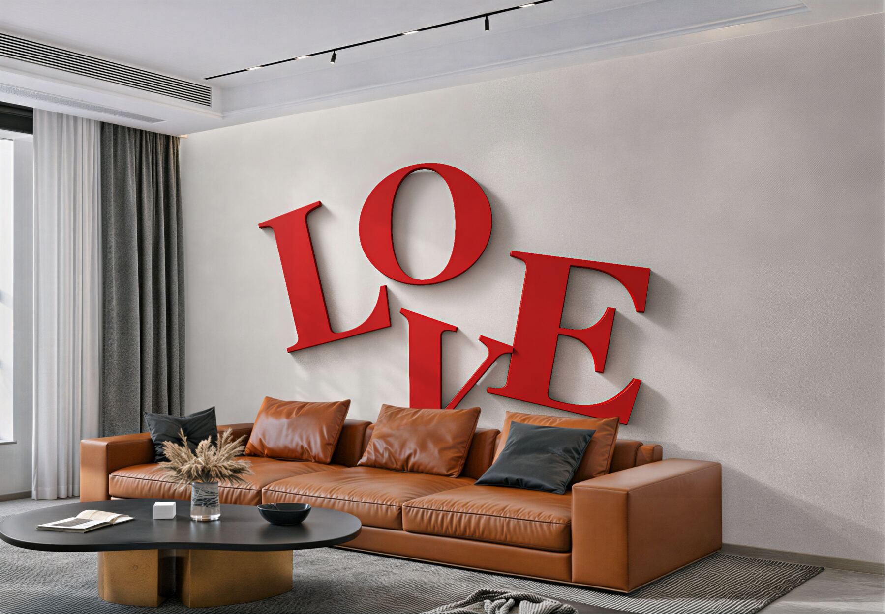 Fototapeta czerwony napis love 3d