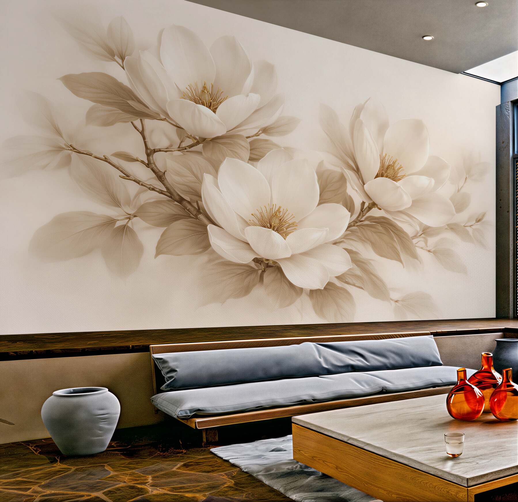 Fototapeta kremowa magnolia w rozkwicie