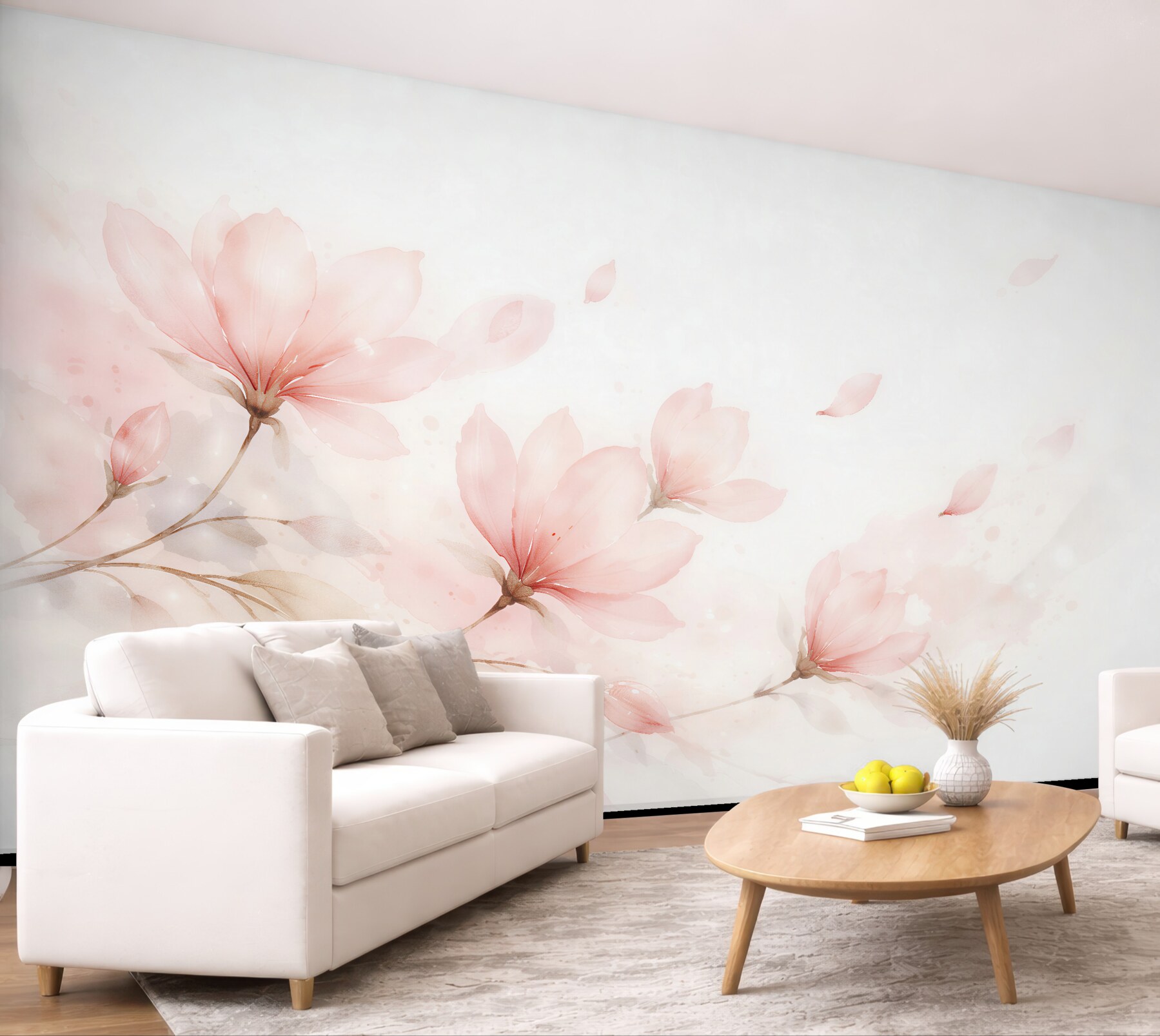 Fototapeta pudrowe magnolie w akwareli