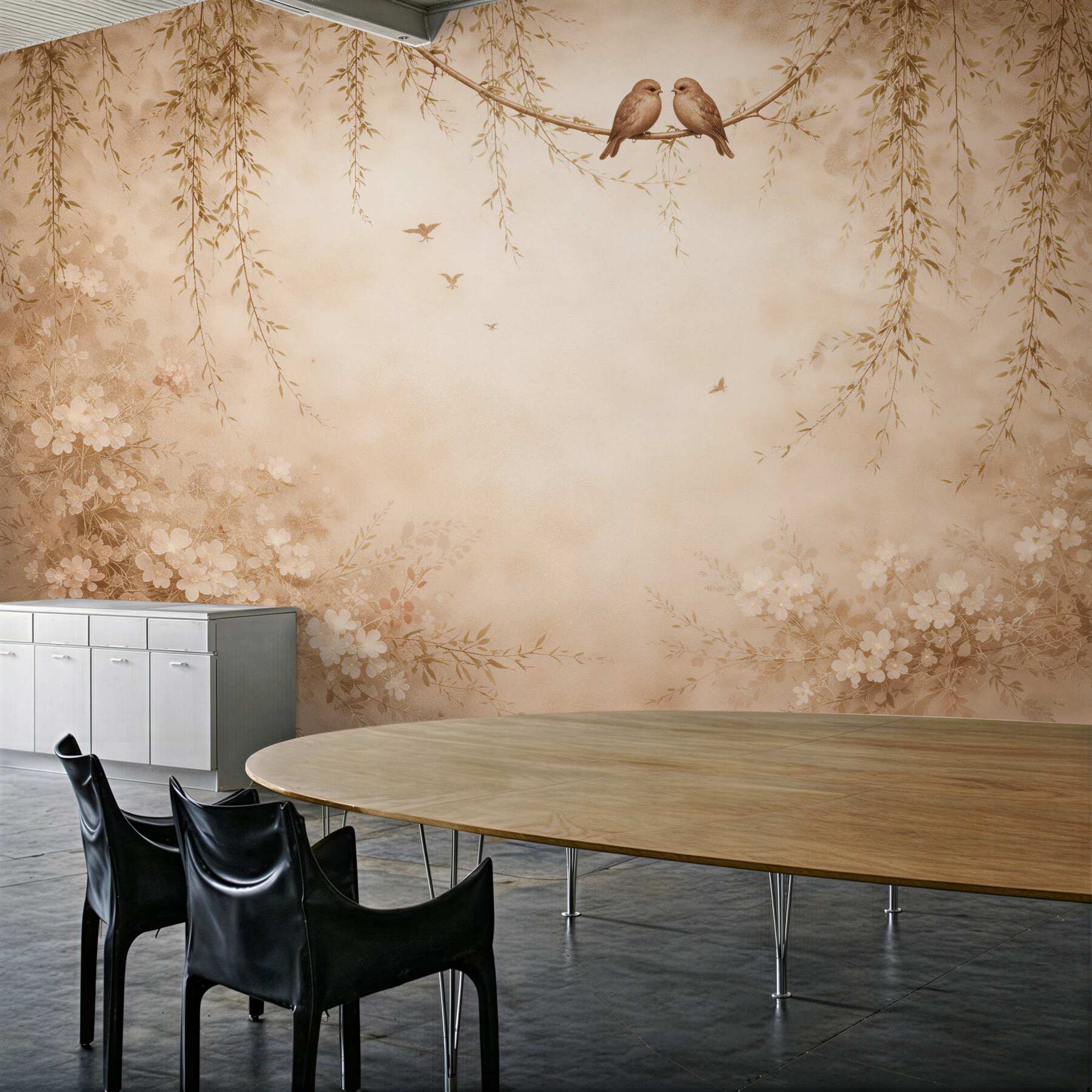 Fototapeta romantyczne ptaki w kwiatowej ramie