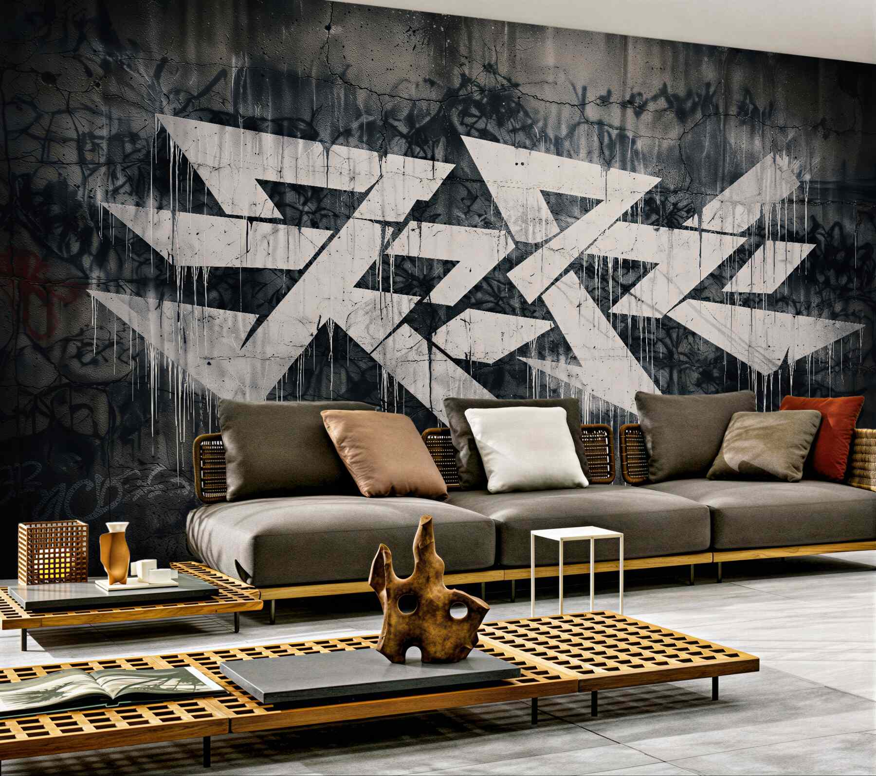 Fototapeta geometryczne graffiti na betonie