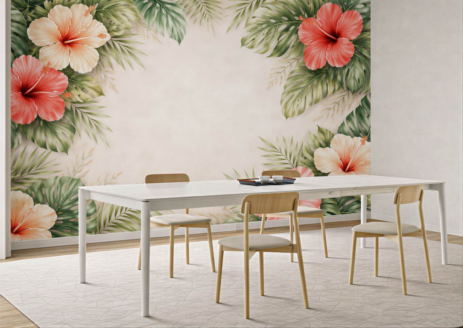 Fototapeta tropikalna rama z hibiskusami