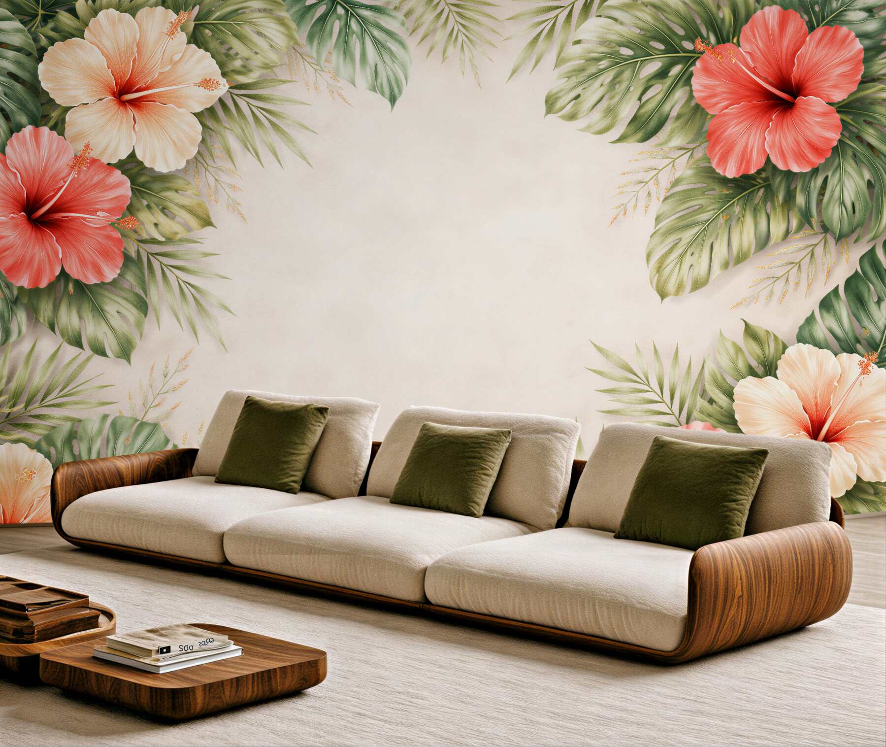 Fototapeta tropikalna rama z hibiskusami