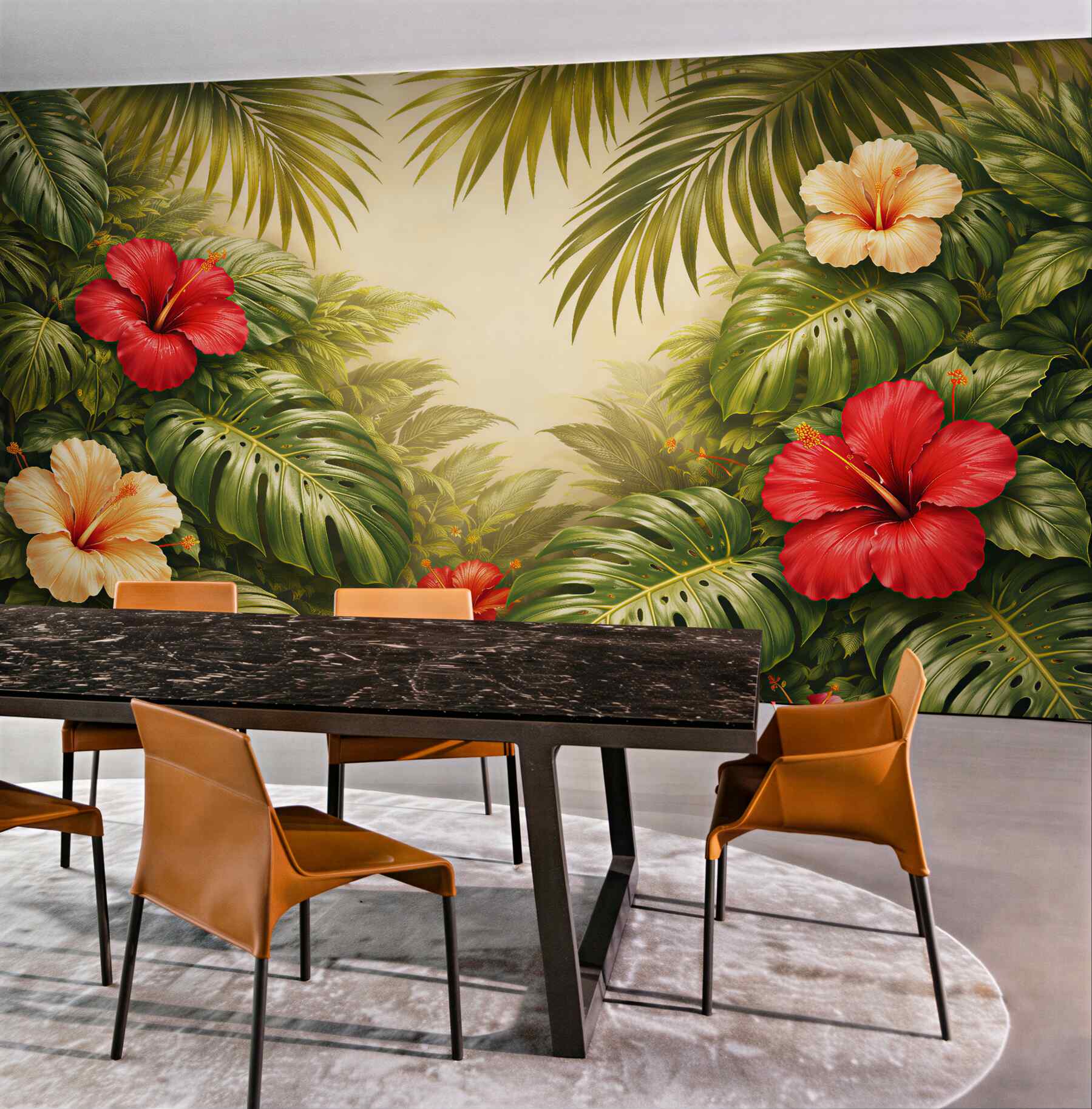 Fototapeta egzotyczna dżungla z hibiskusami