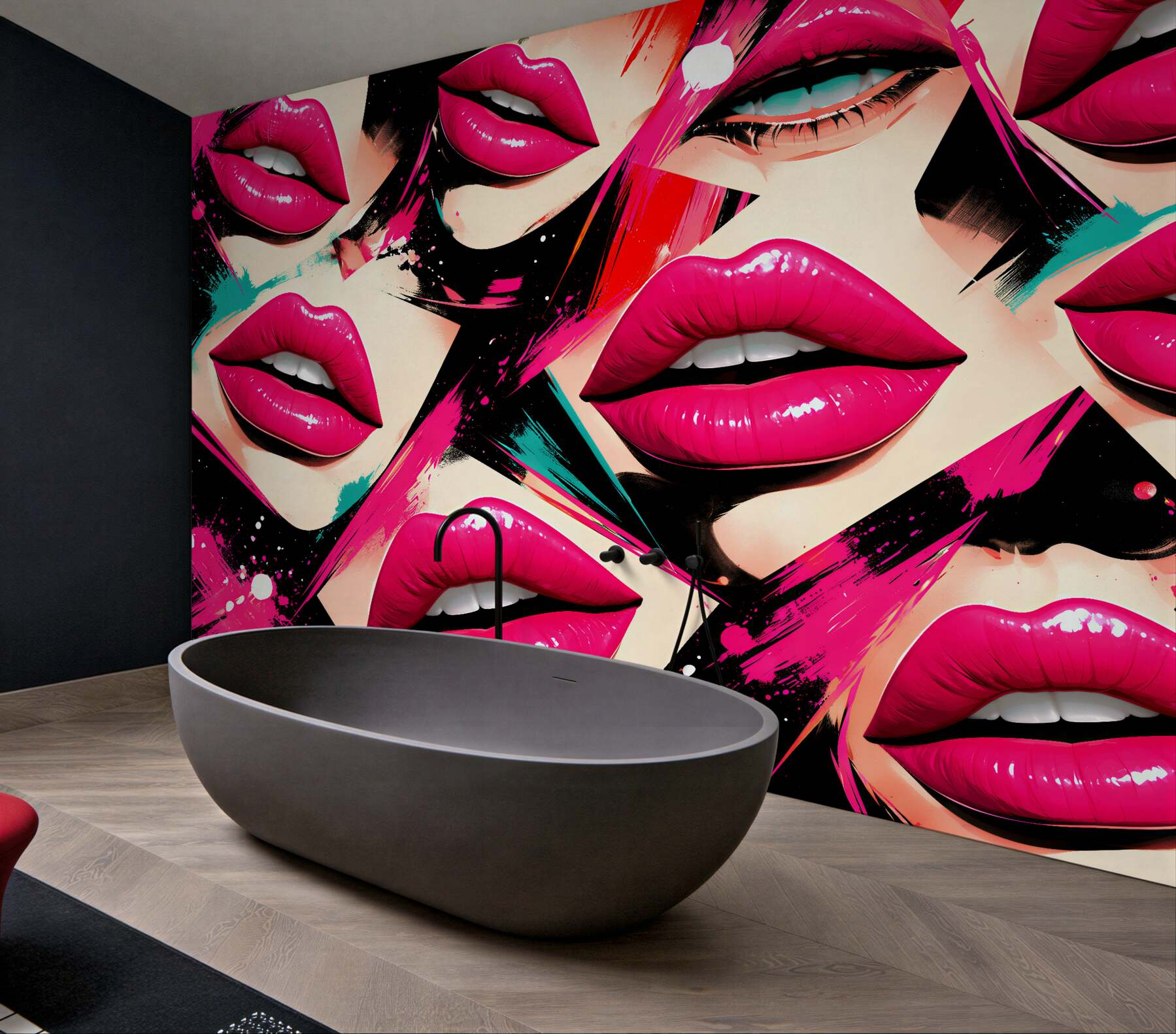 Fototapeta neonowe usta pop-art glamour