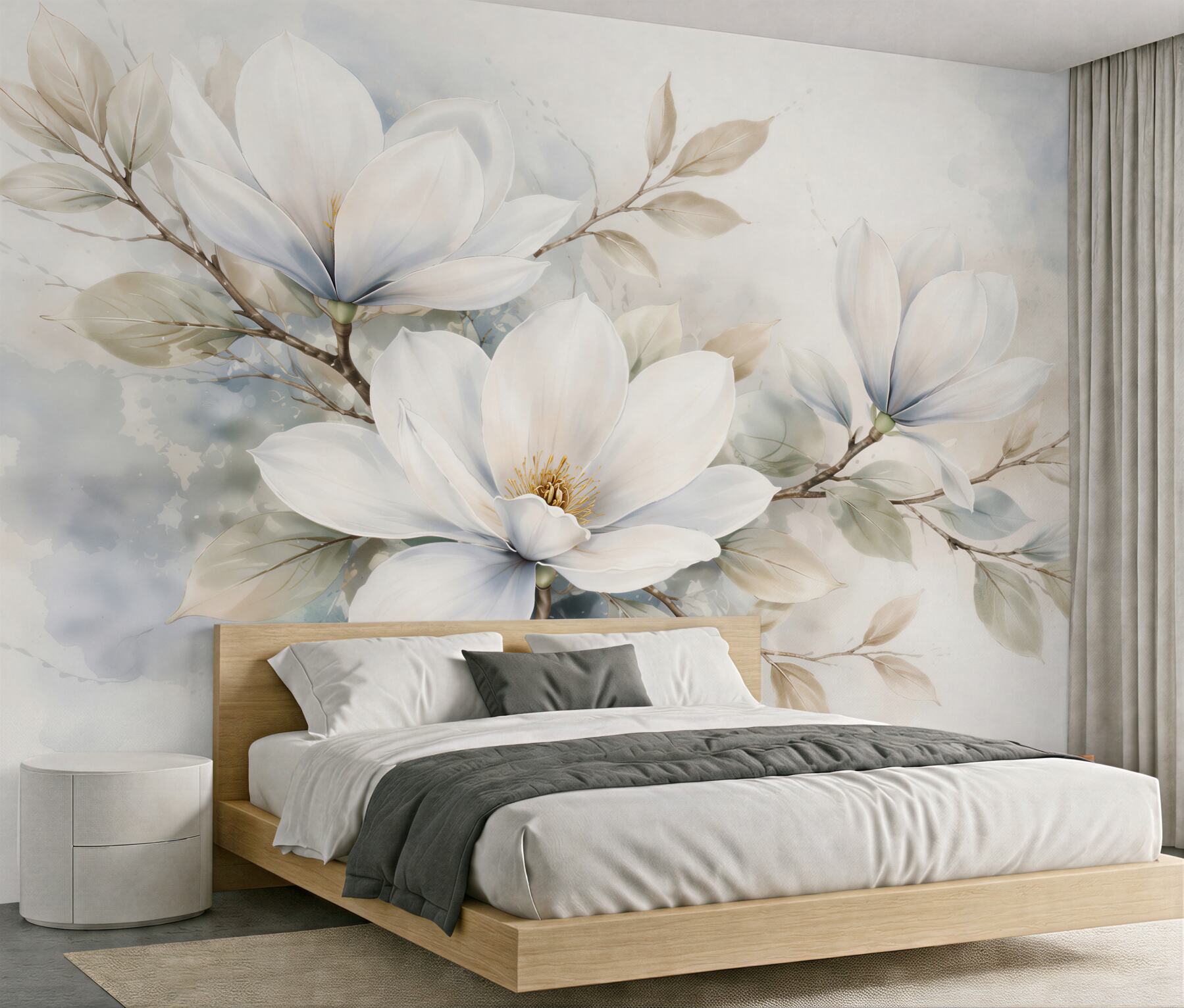 Fototapeta delikatne magnolie w akwareli