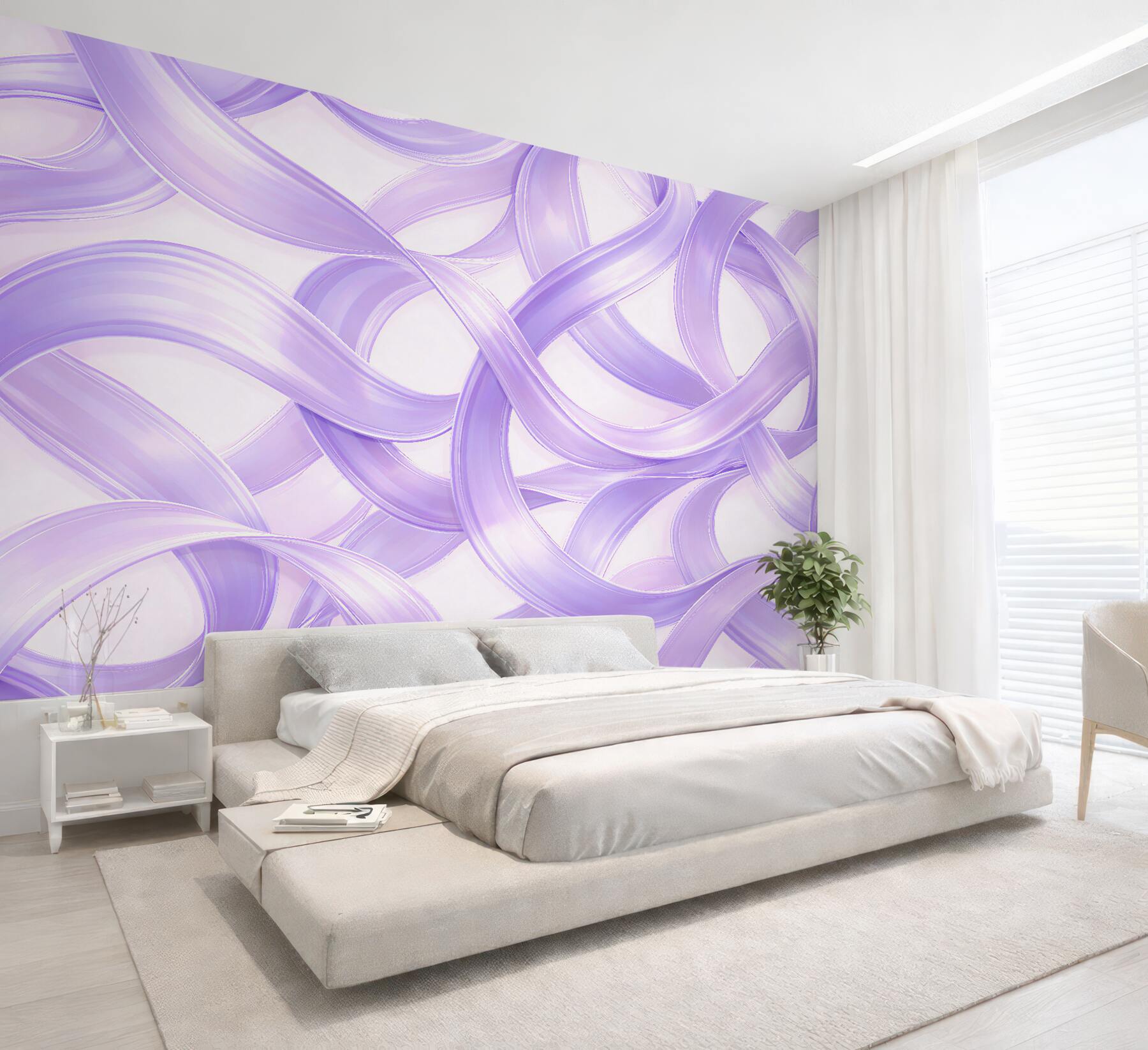 Fototapeta lawendowe wstęgi 3d