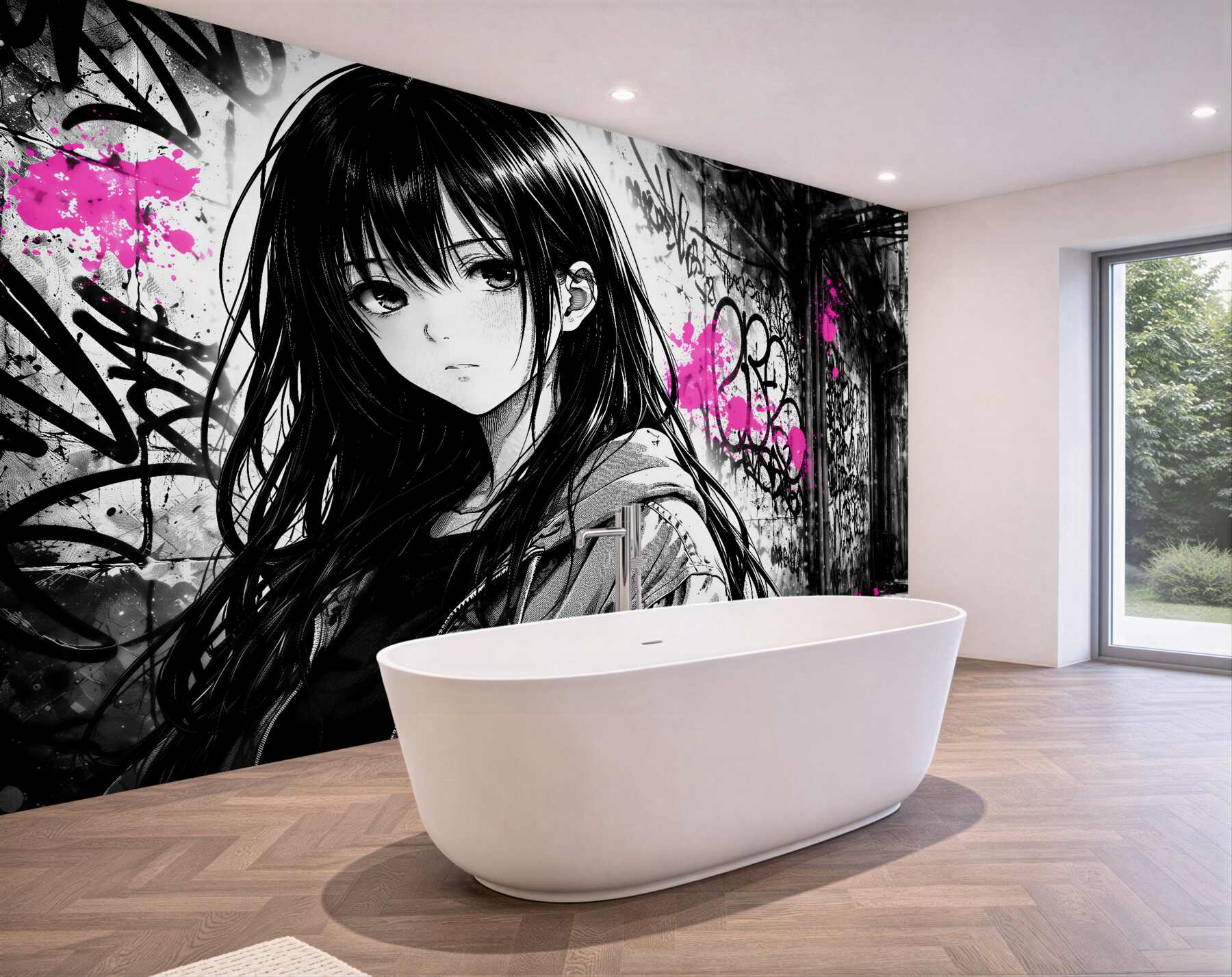 Fototapeta manga w neonowym graffiti