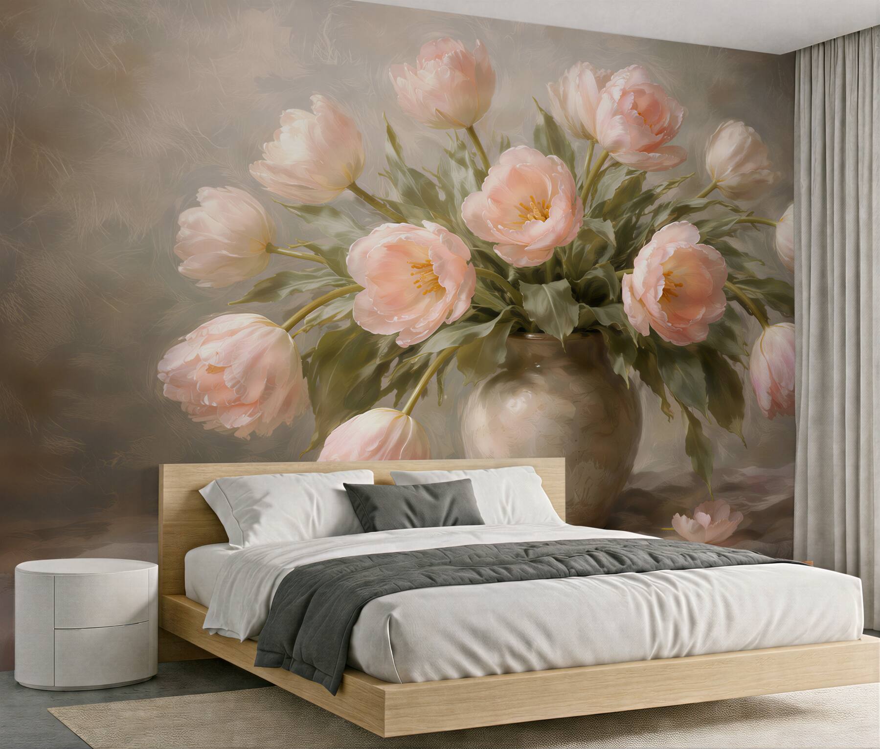Fototapeta pastelowe tulipany w wazonie
