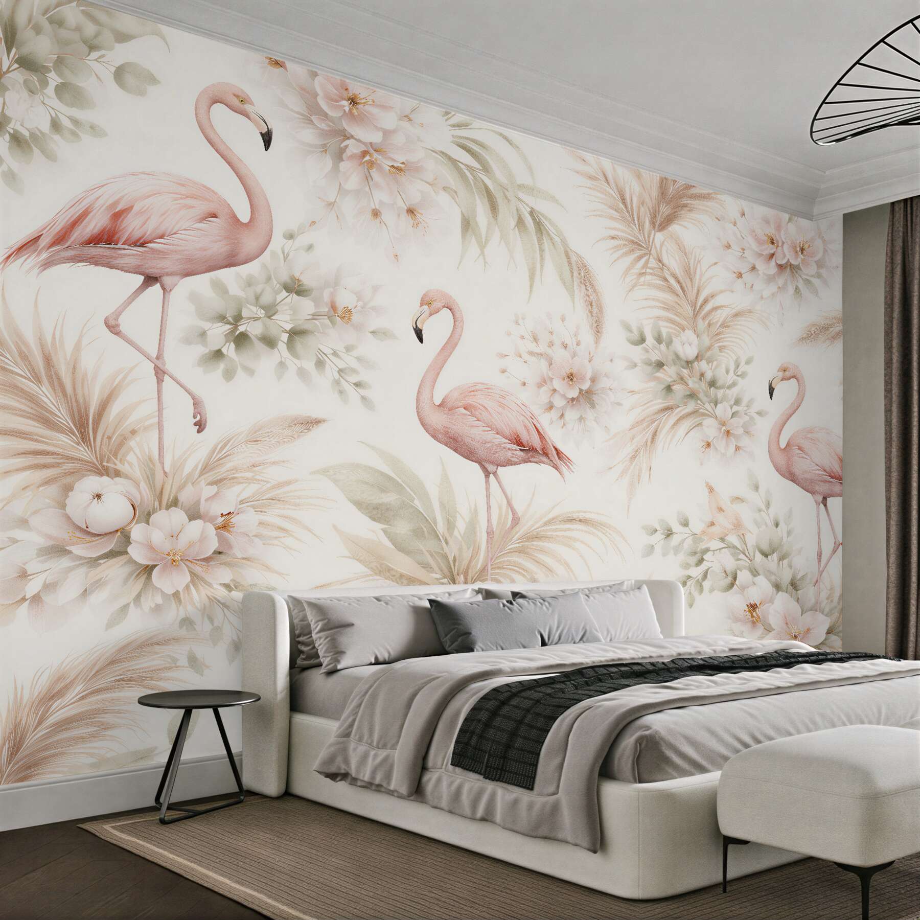 Fototapeta pastelowe flamingi w kwiatach